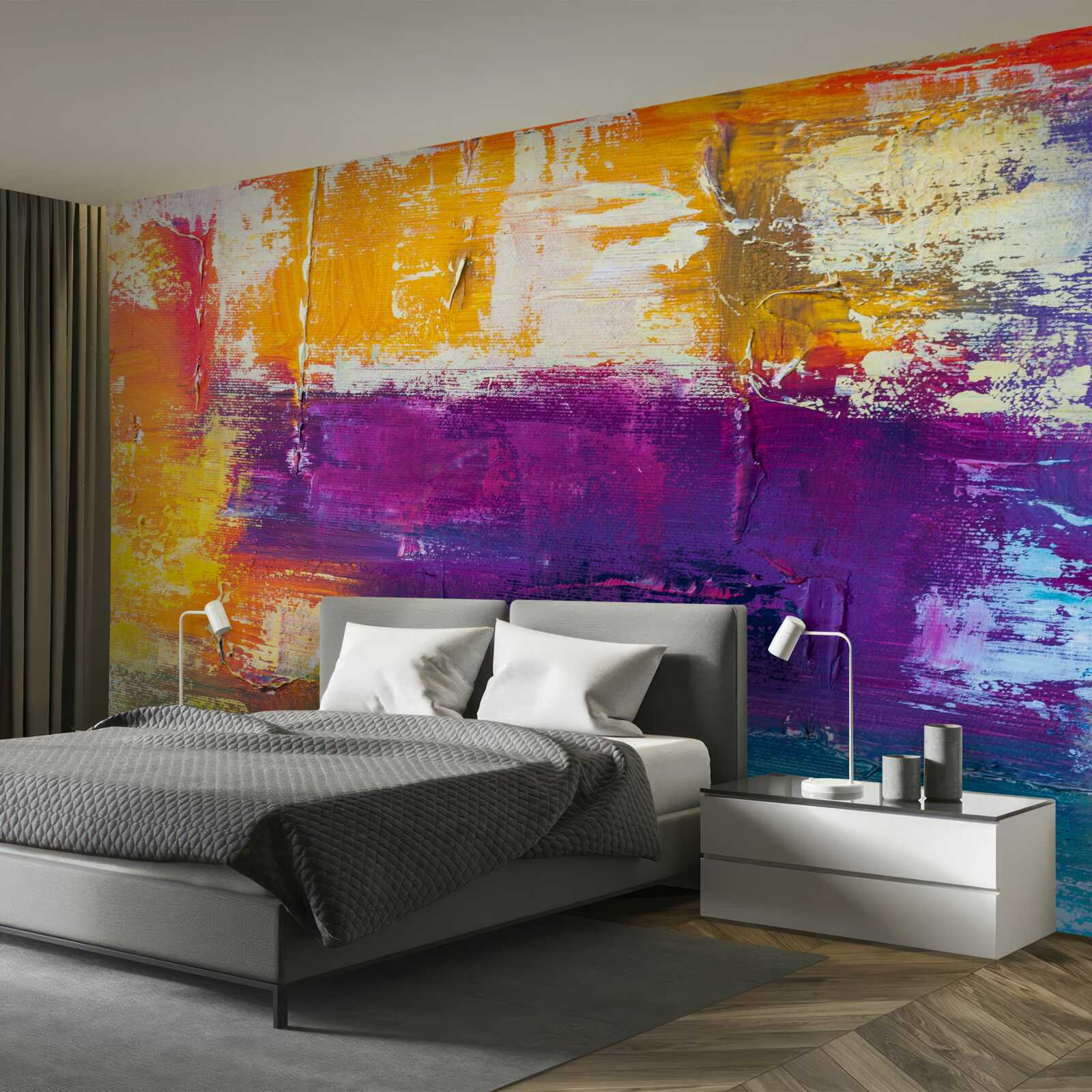 Papier peint chalet au bord de l'étang au coucher du soleil