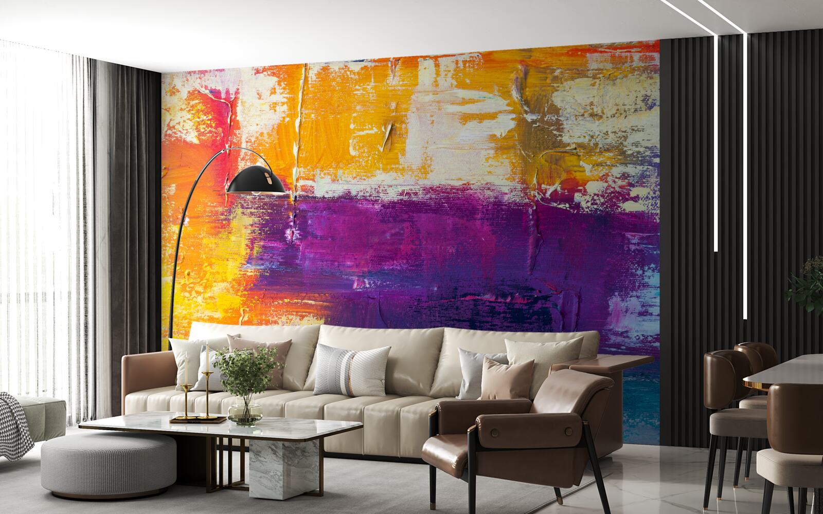 Papier peint chalet au bord de l'étang au coucher du soleil