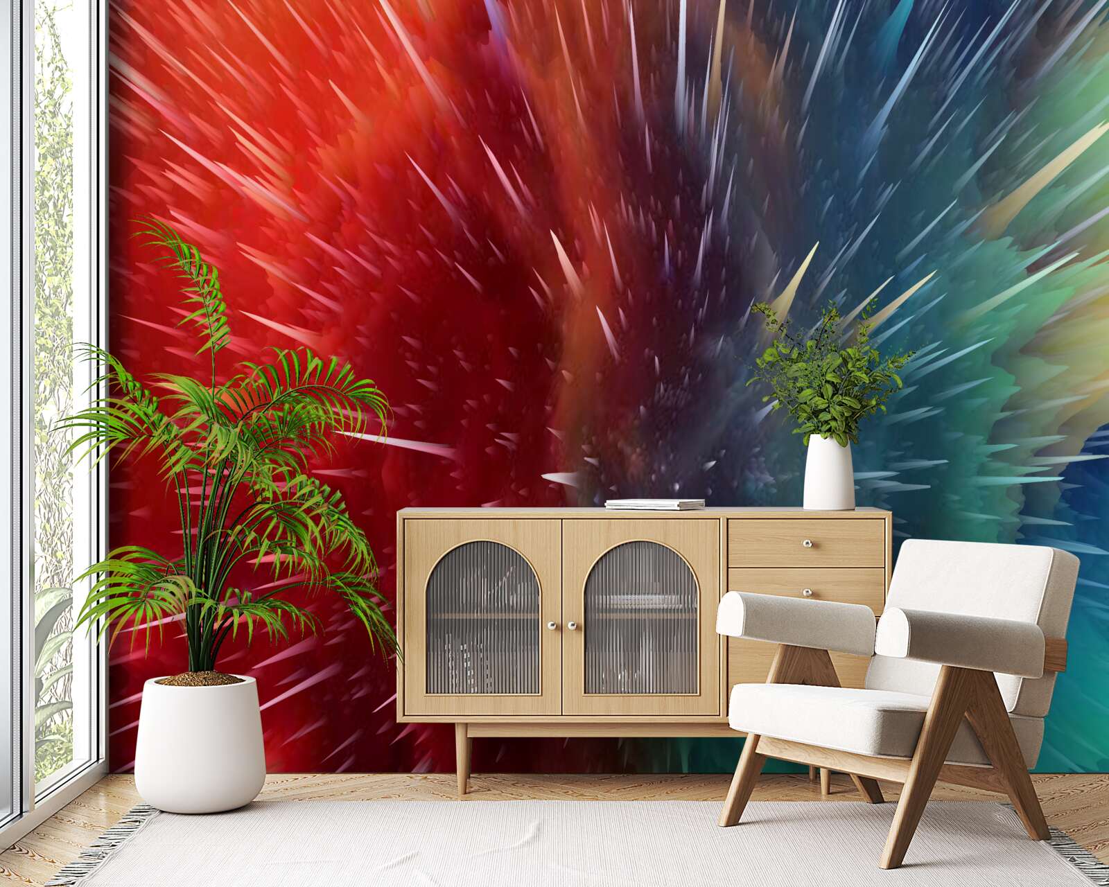 Papier peint des taches de rouge et de bleu