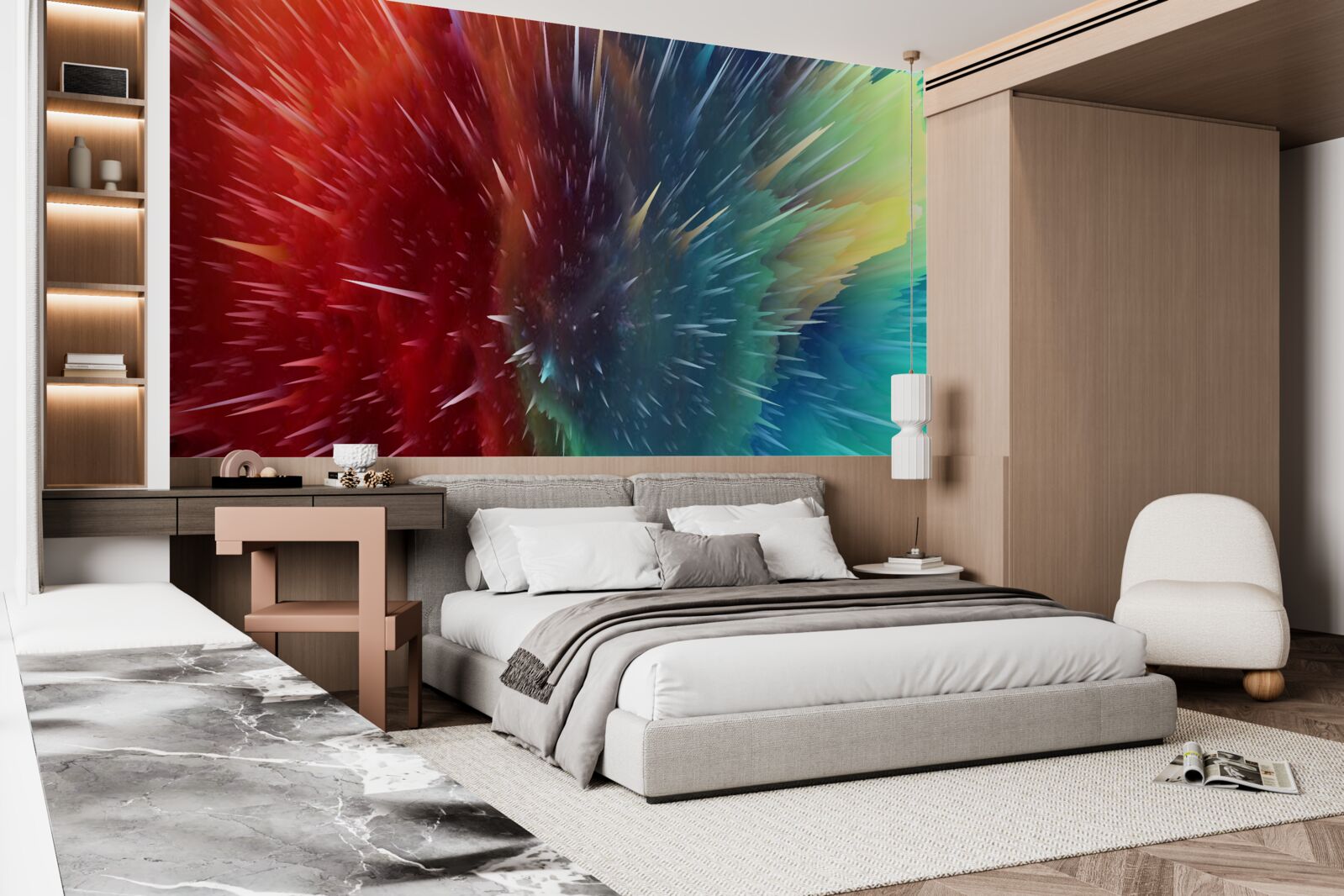 Papier peint des taches de rouge et de bleu