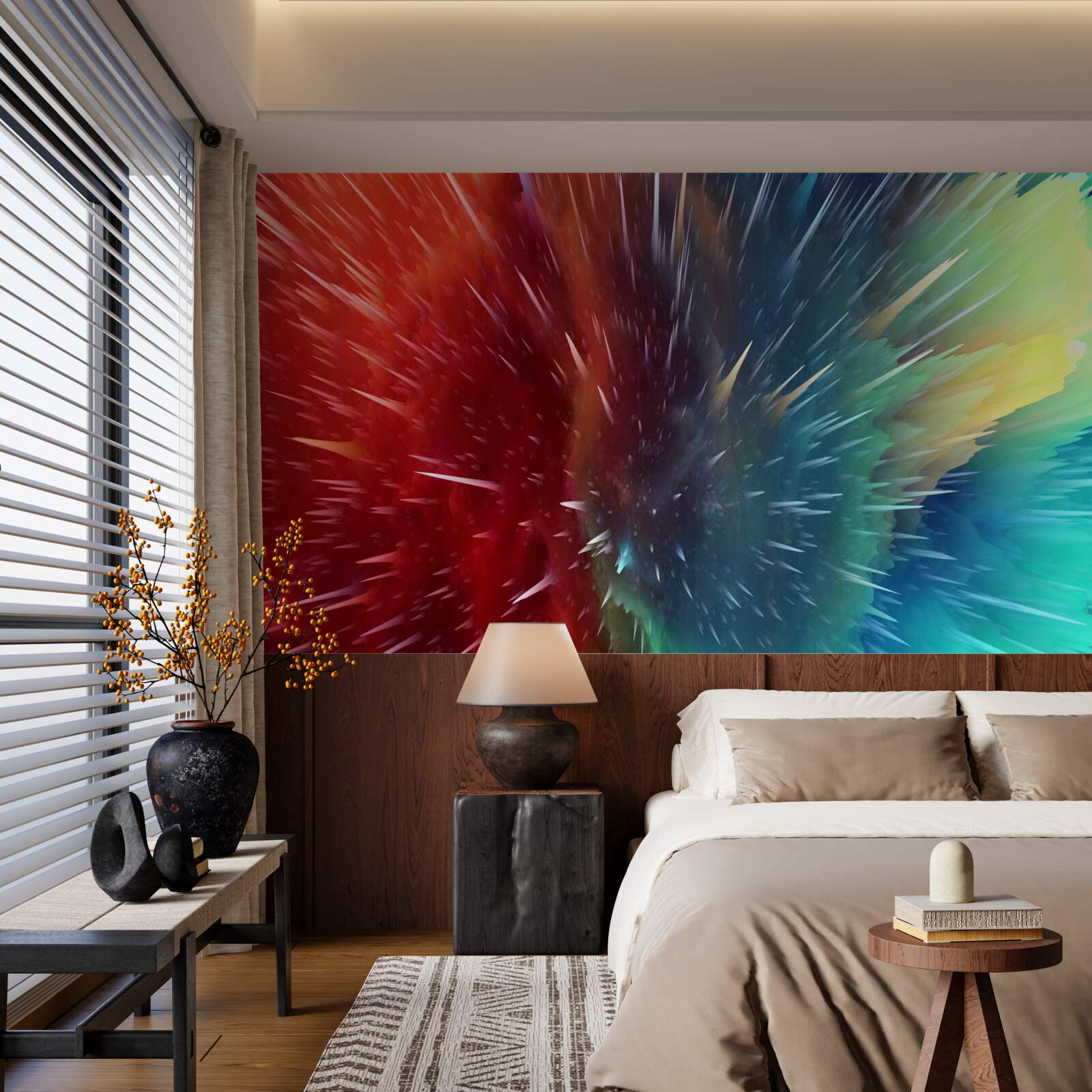 Papier peint des taches de rouge et de bleu