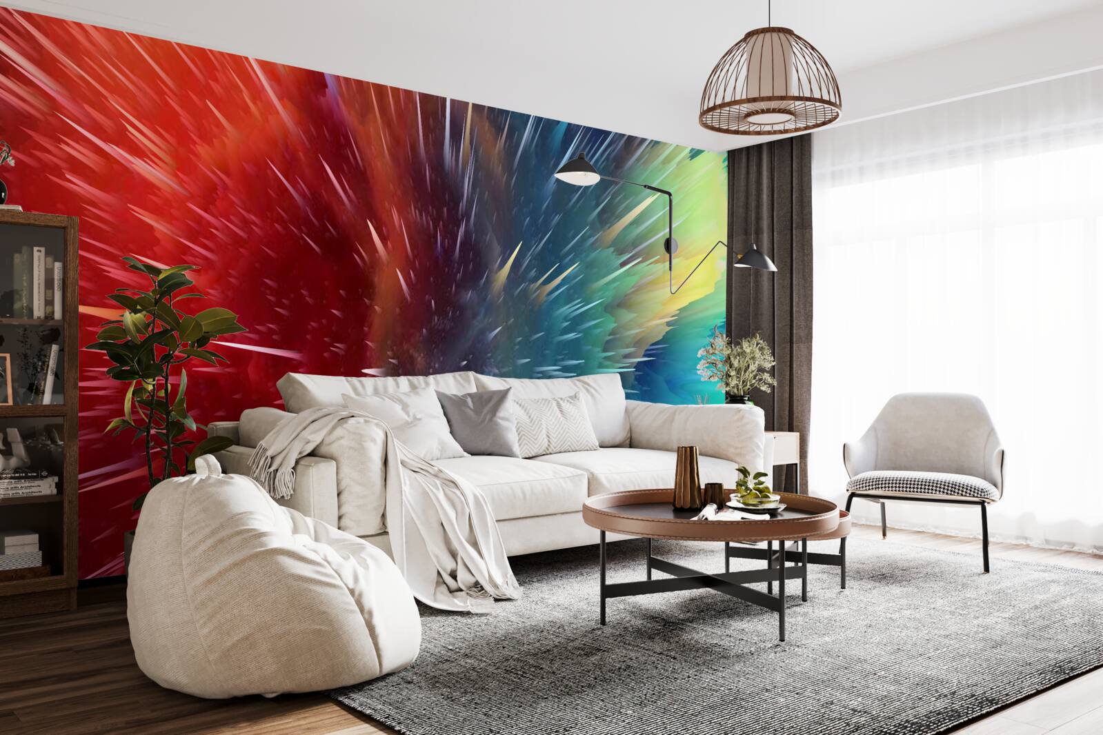 Papier peint des taches de rouge et de bleu