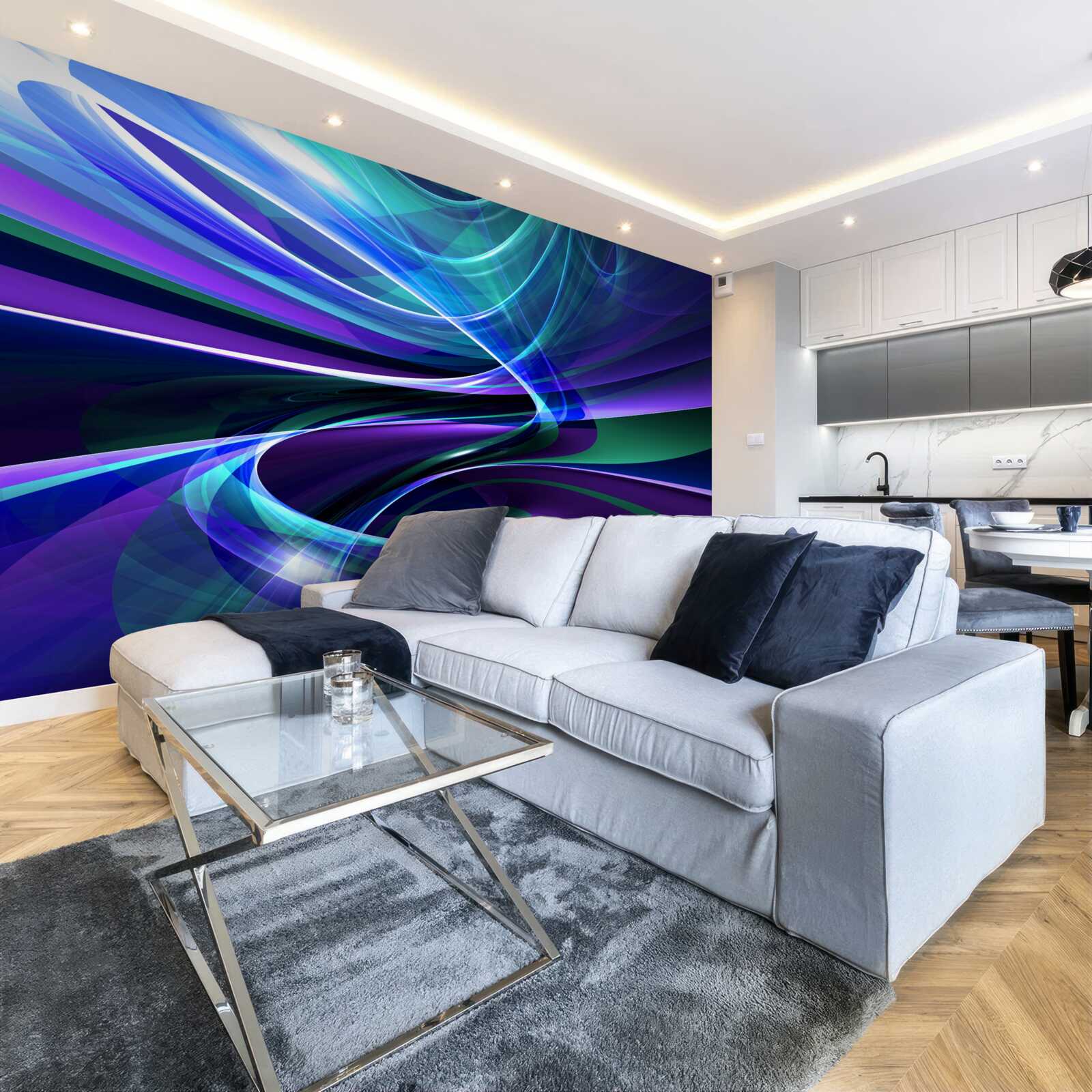 Papier peint accents abstraits d'aurore boréale