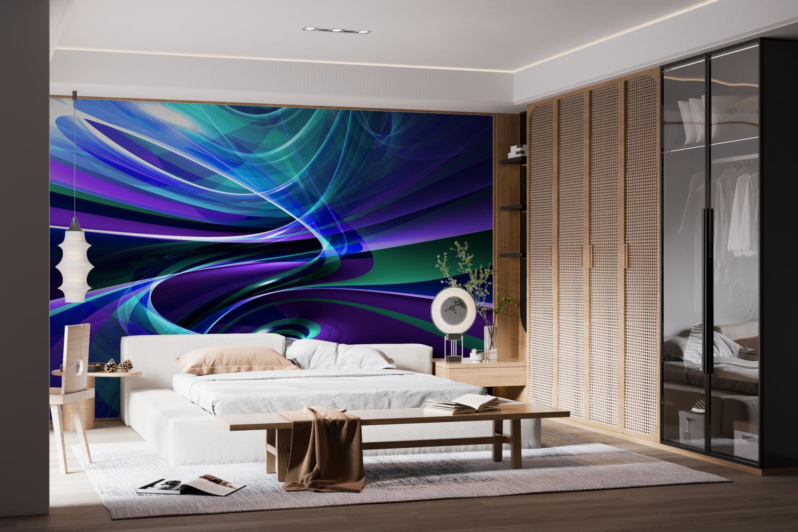 Papier peint accents abstraits d'aurore boréale