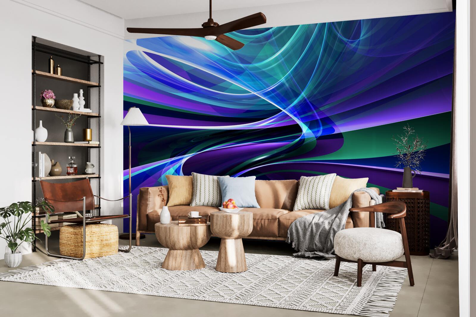 Papier peint accents abstraits d'aurore boréale