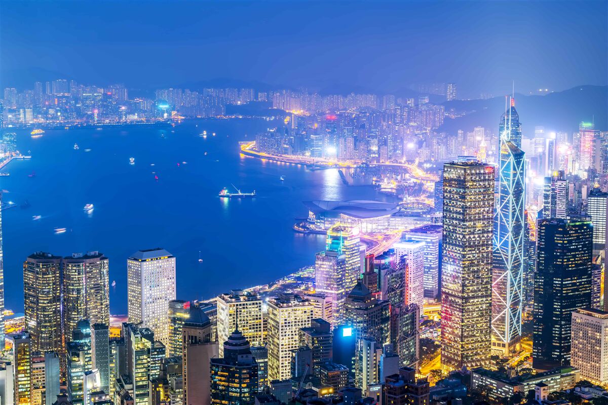 Papier peint paysage nocturne hypnotique de hong kong