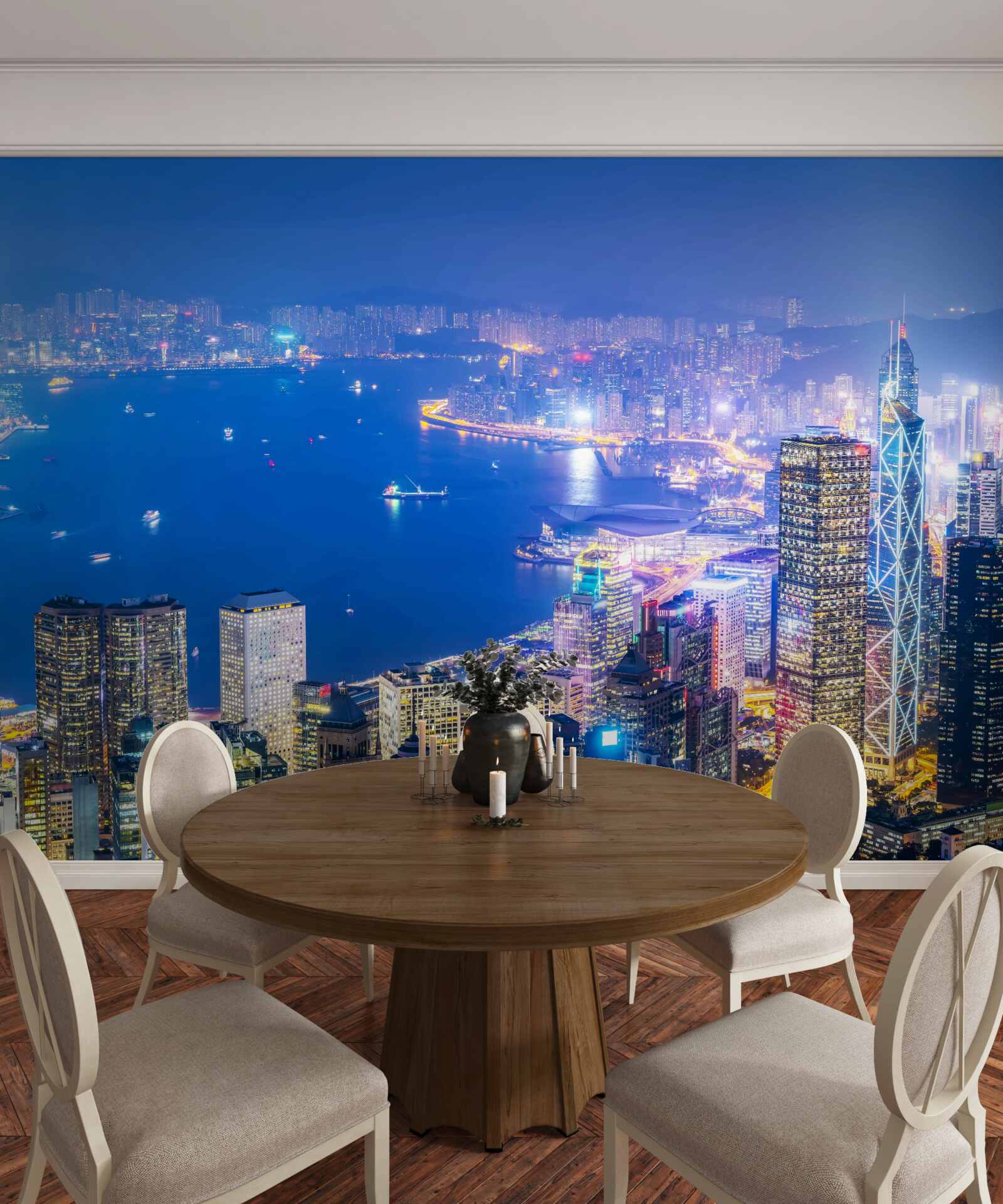 Papier peint paysage nocturne hypnotique de hong kong