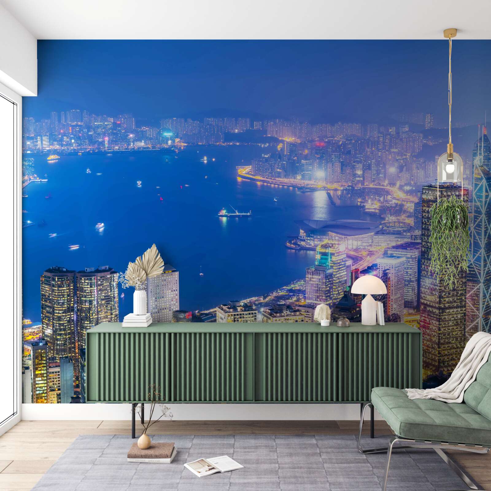 Papier peint paysage nocturne hypnotique de hong kong
