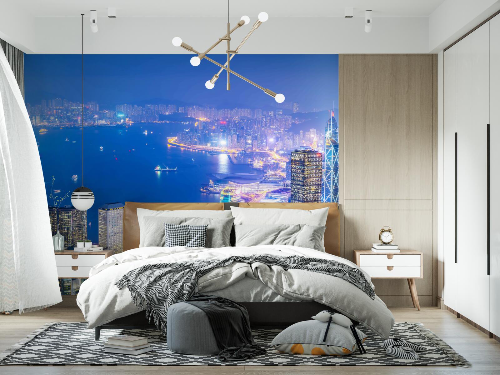 Papier peint paysage nocturne hypnotique de hong kong