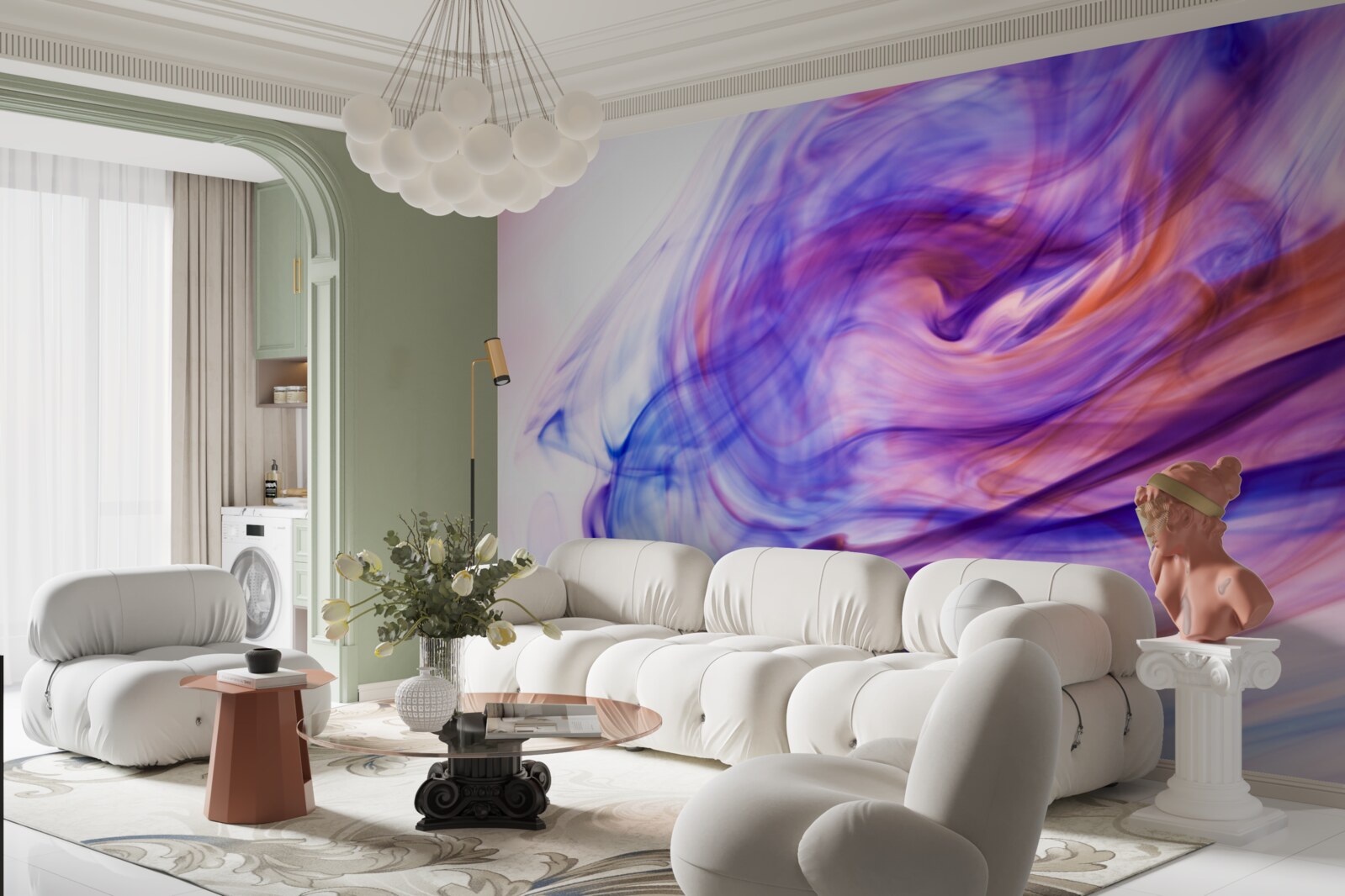 Papier peint taches violettes claires