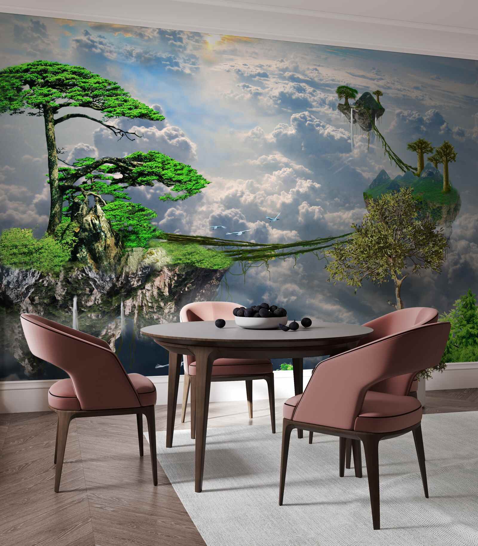 Papier peint îles flottant dans le ciel