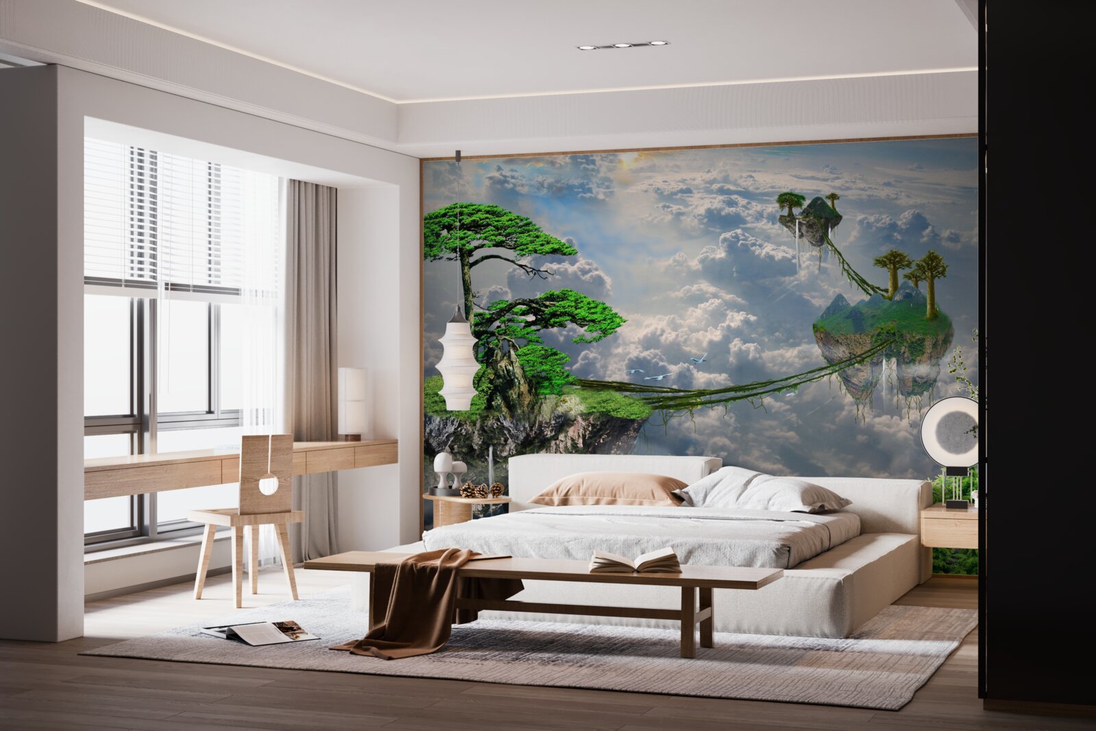 Papier peint îles flottant dans le ciel