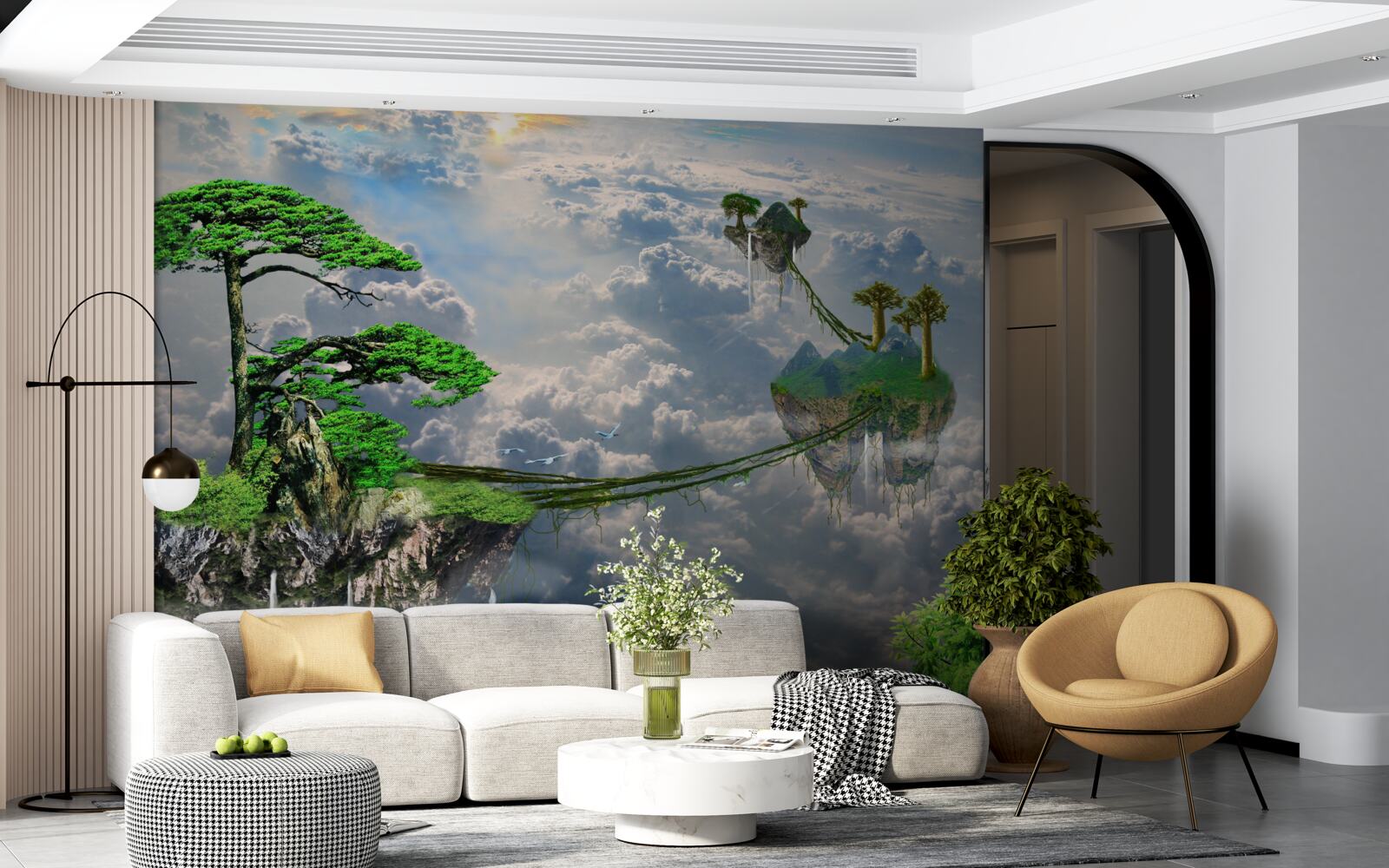 Papier peint îles flottant dans le ciel