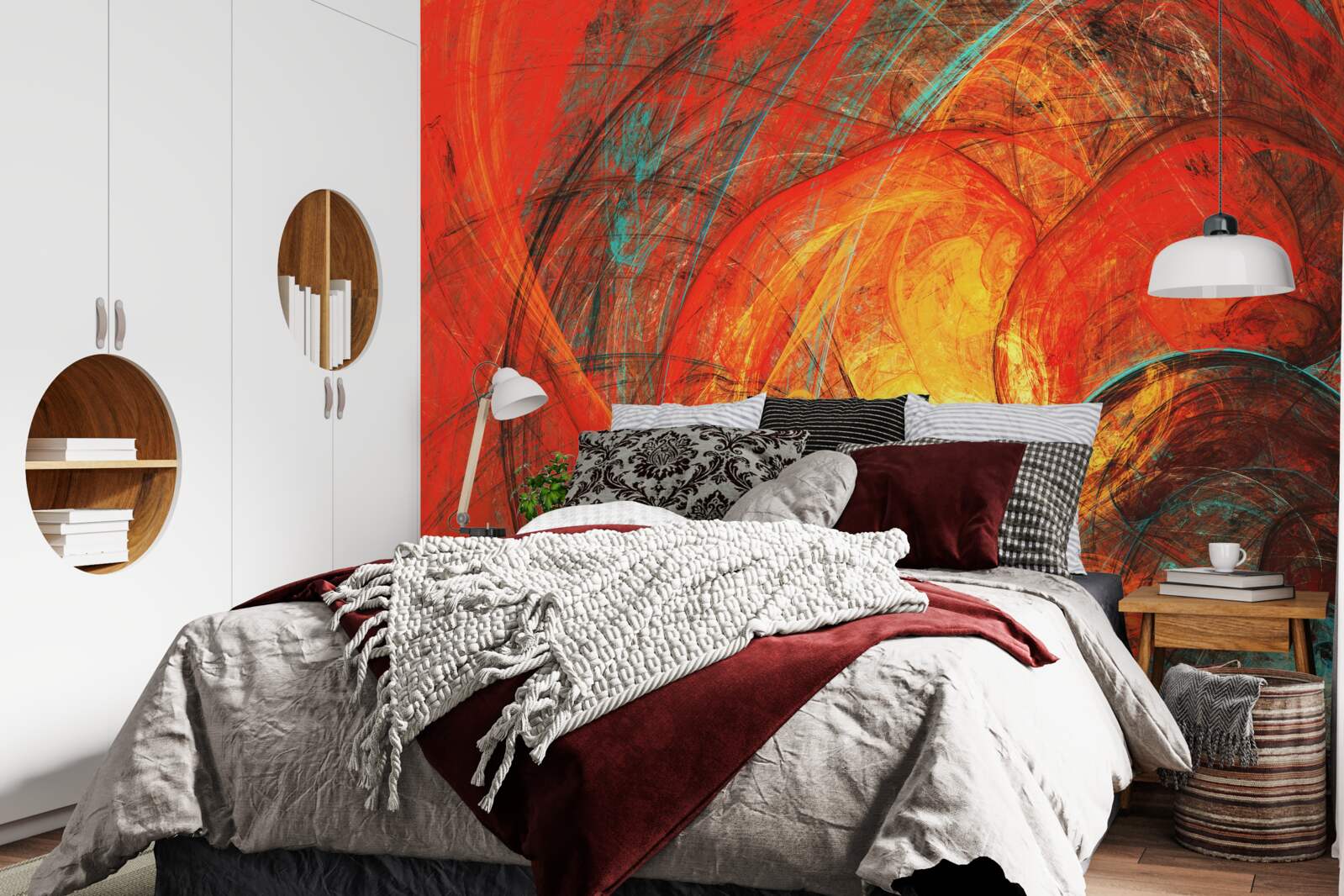 Papier peint le centre en or est décoré de fractales richement colorées