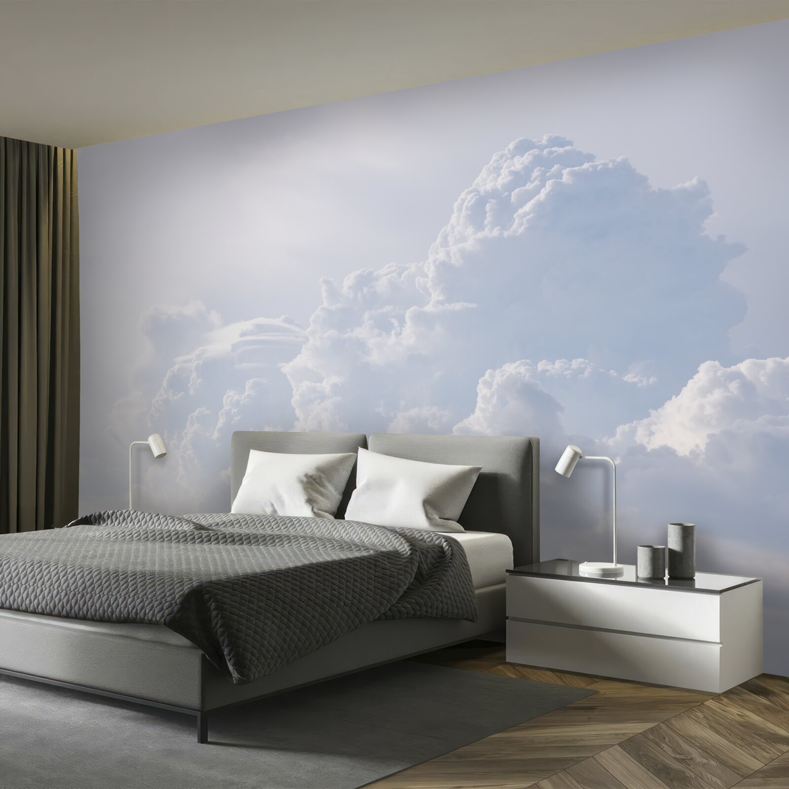 Papier peint nuages blancs et floconneux