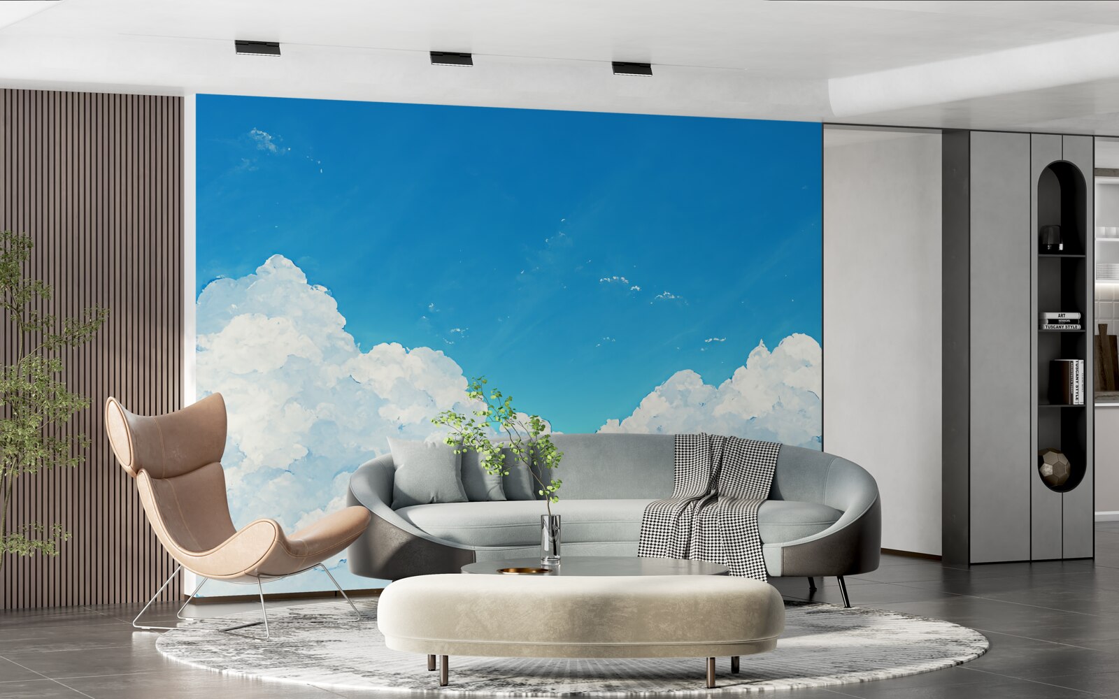 Papier peint ciel bleu et nuages blancs comme neige