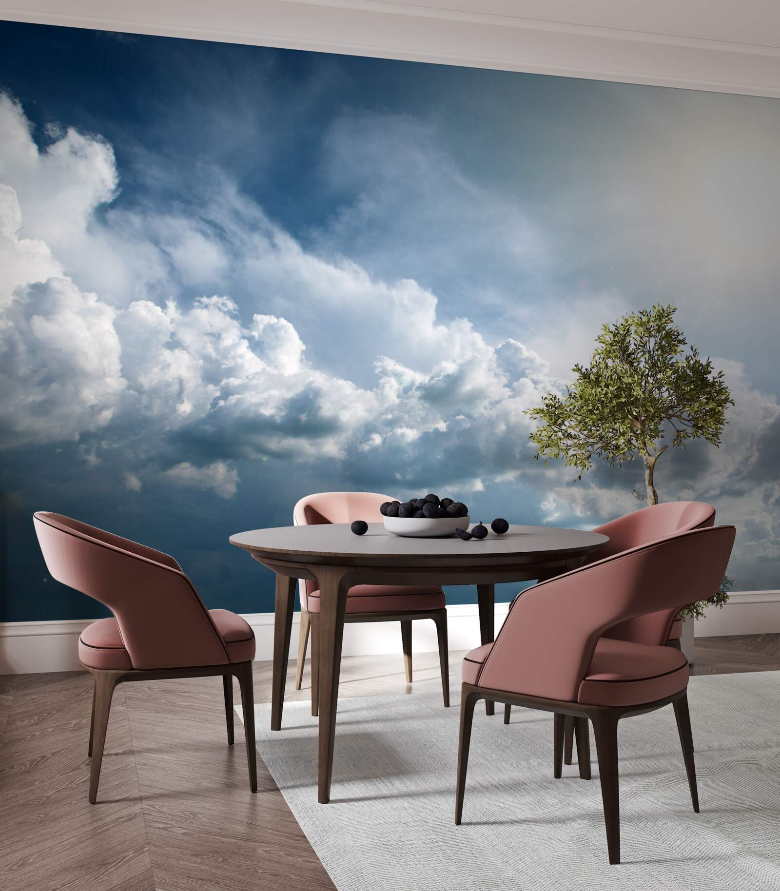 Papier peint lumière intense parmi les nuages orageux