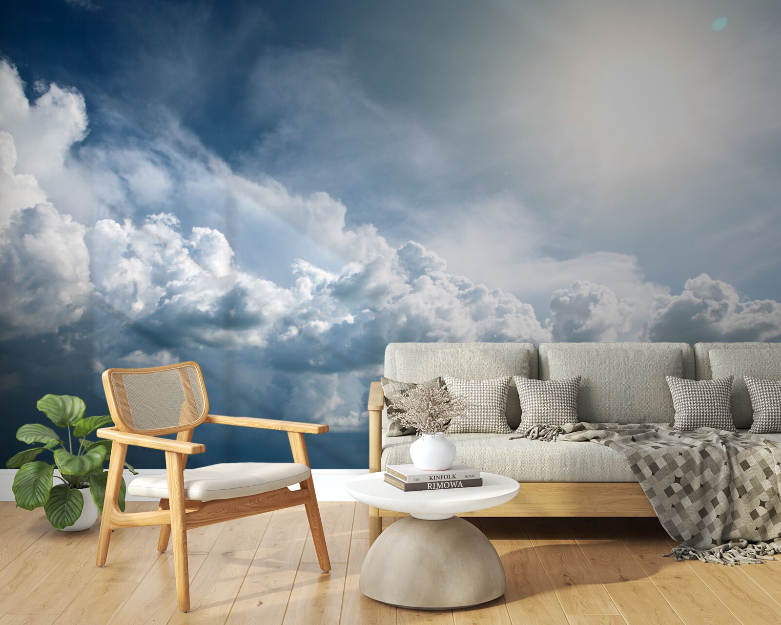 Papier peint lumière intense parmi les nuages orageux