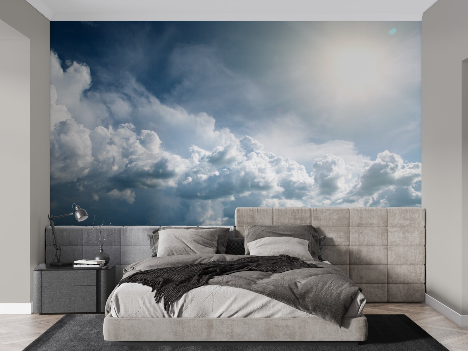 Papier peint lumière intense parmi les nuages orageux