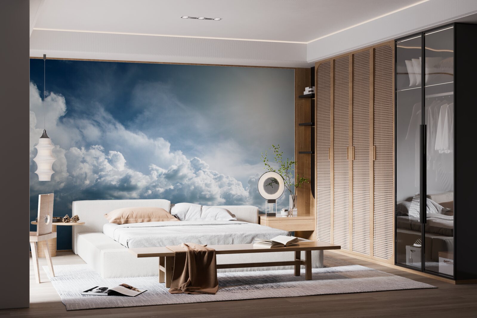 Papier peint lumière intense parmi les nuages orageux