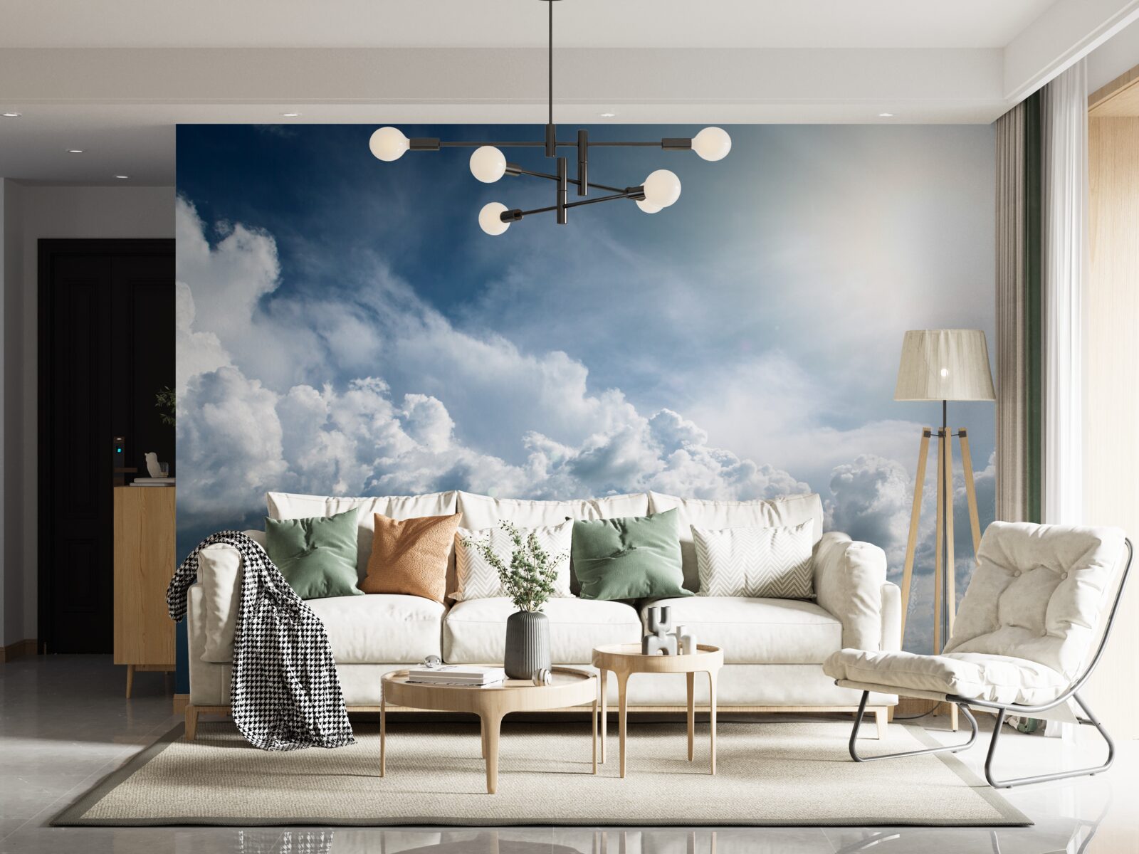 Papier peint lumière intense parmi les nuages orageux