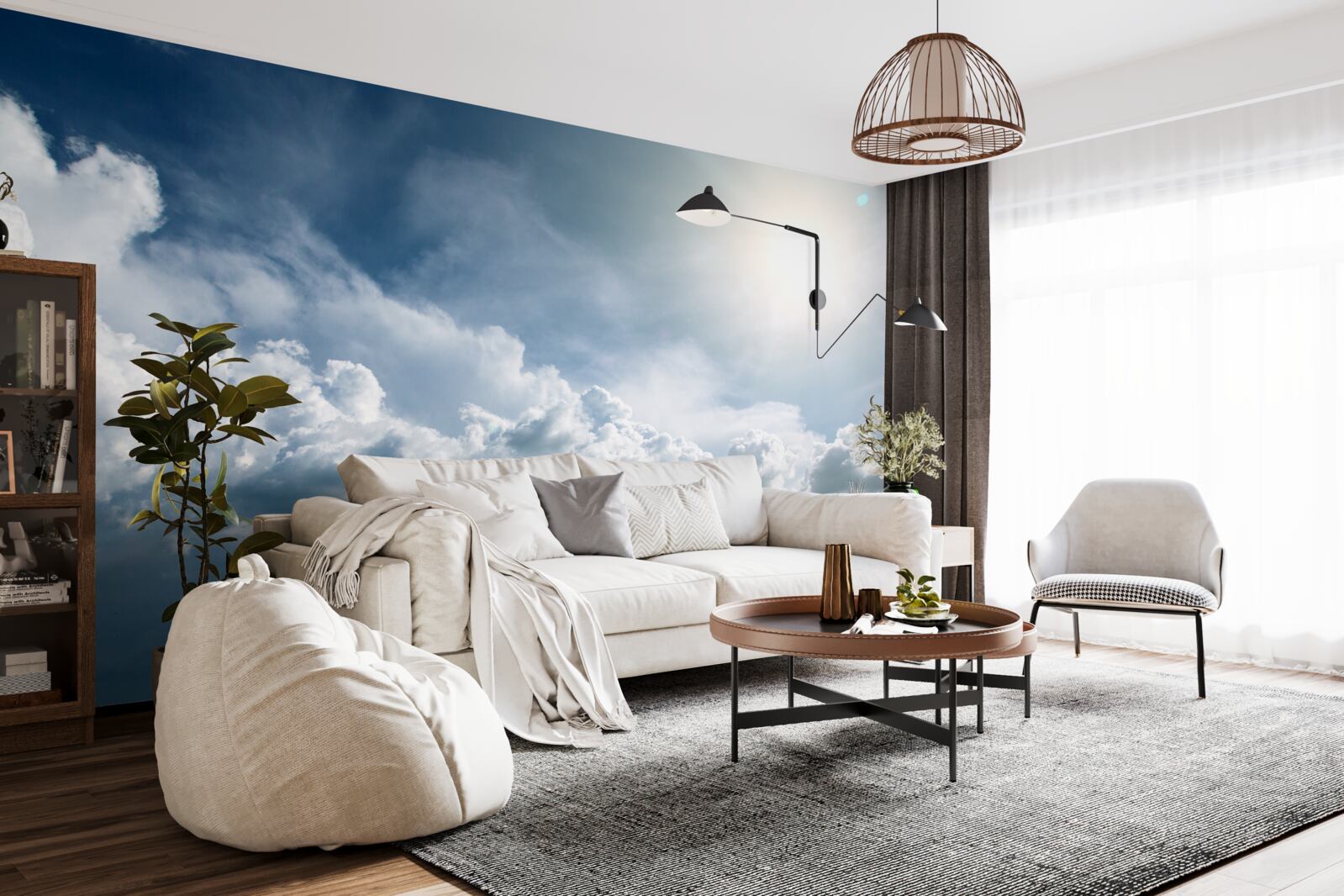 Papier peint lumière intense parmi les nuages orageux