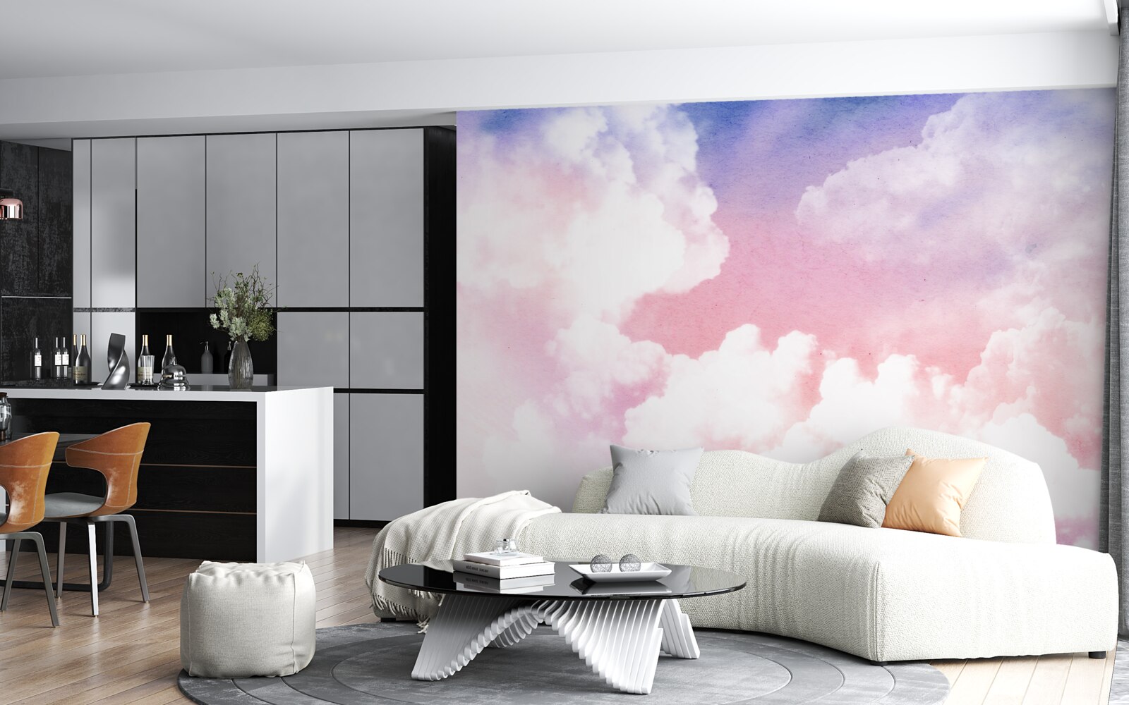 Papier peint nuages roses au coucher du soleil