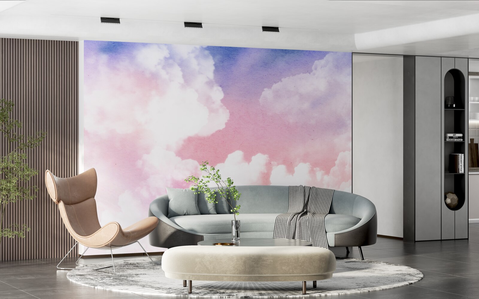 Papier peint nuages roses au coucher du soleil