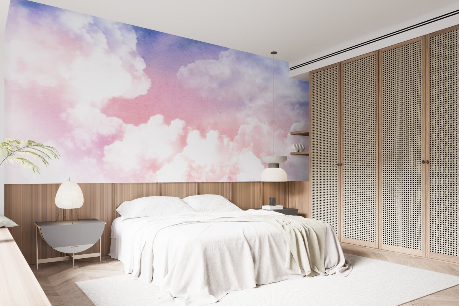 Papier peint nuages roses au coucher du soleil