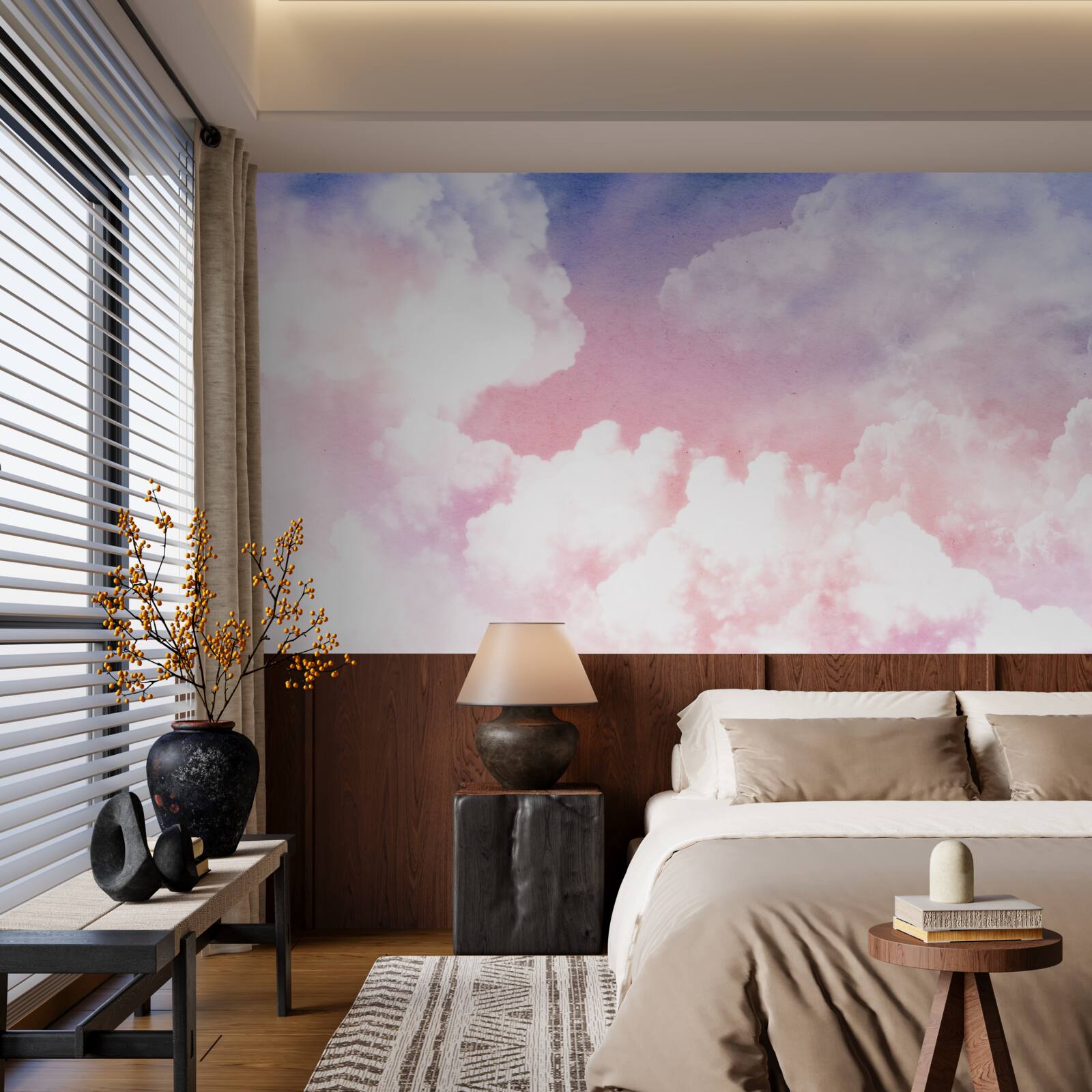 Papier peint nuages roses au coucher du soleil