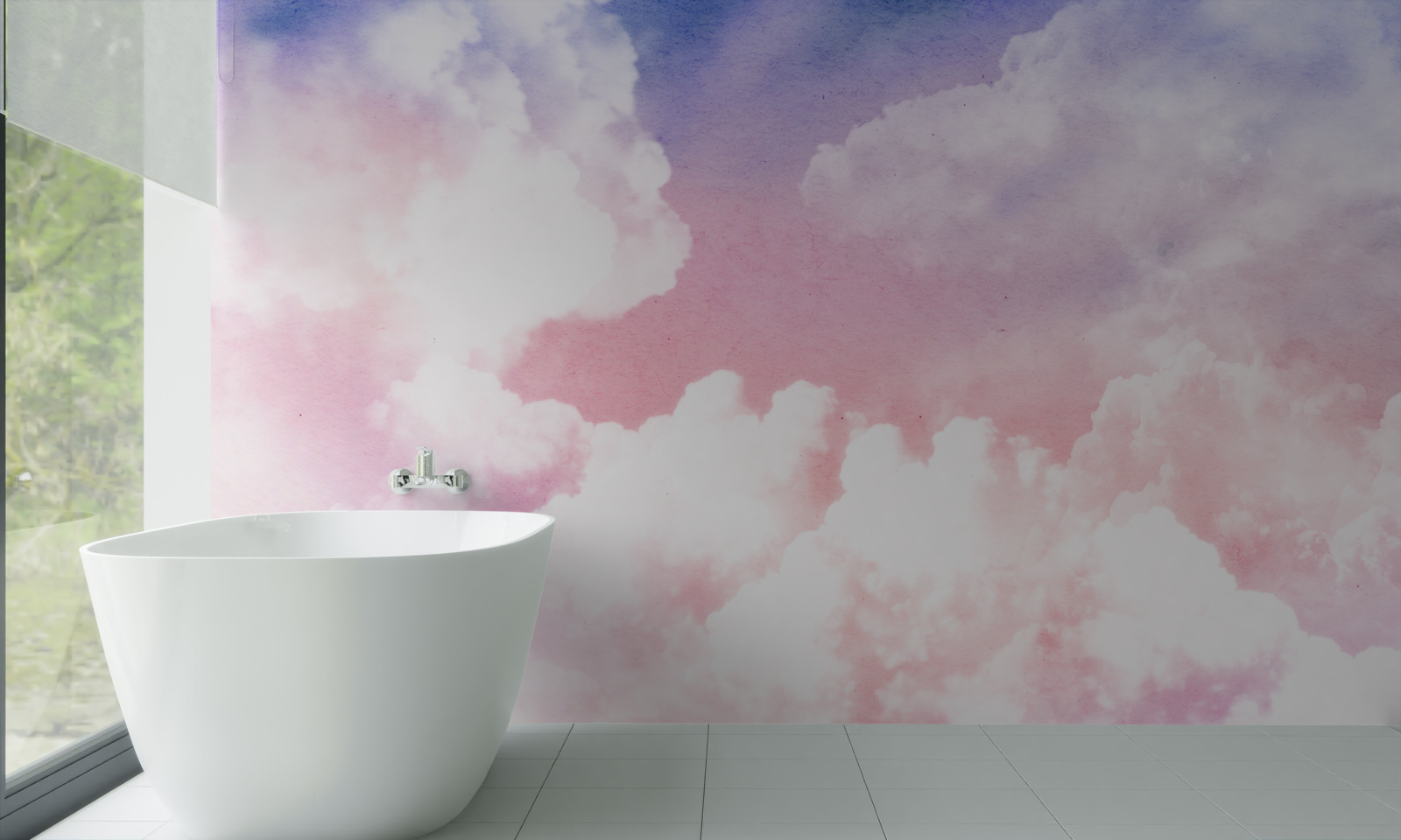 Papier peint nuages roses au coucher du soleil