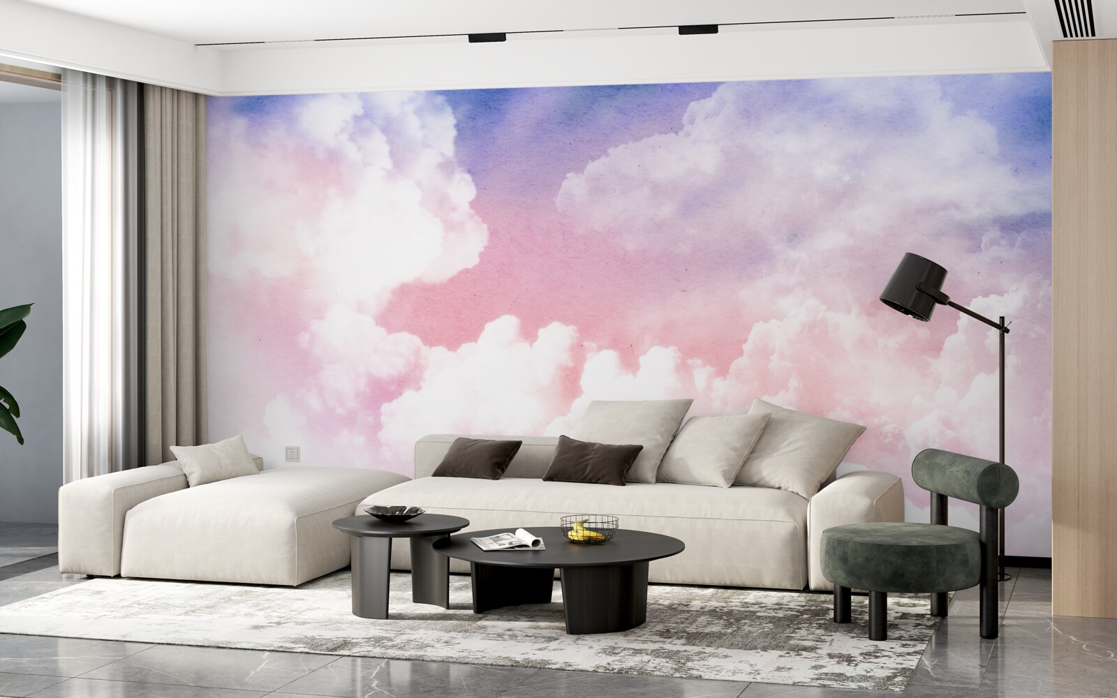 Papier peint nuages roses au coucher du soleil