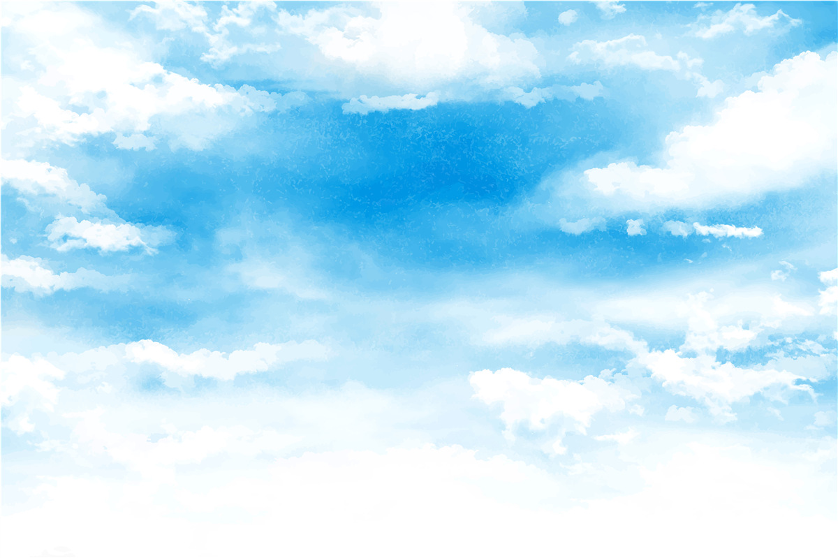 Papier peint le ciel bleu est orné de nuages blancs