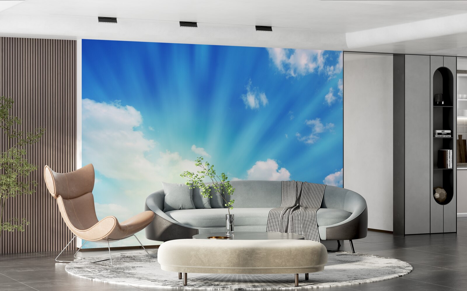 Papier peint les rayons du soleil brillent dans le ciel bleu