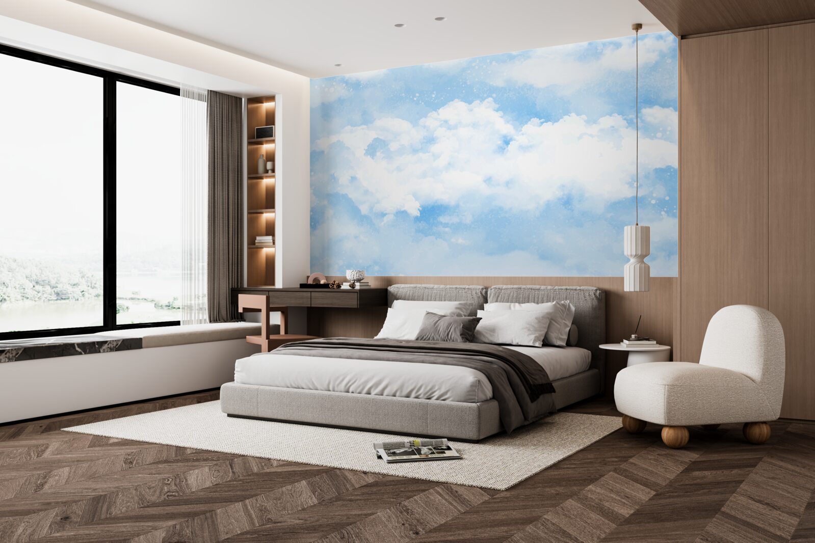 Papier peint "Le ciel bleu annonce la pluie".