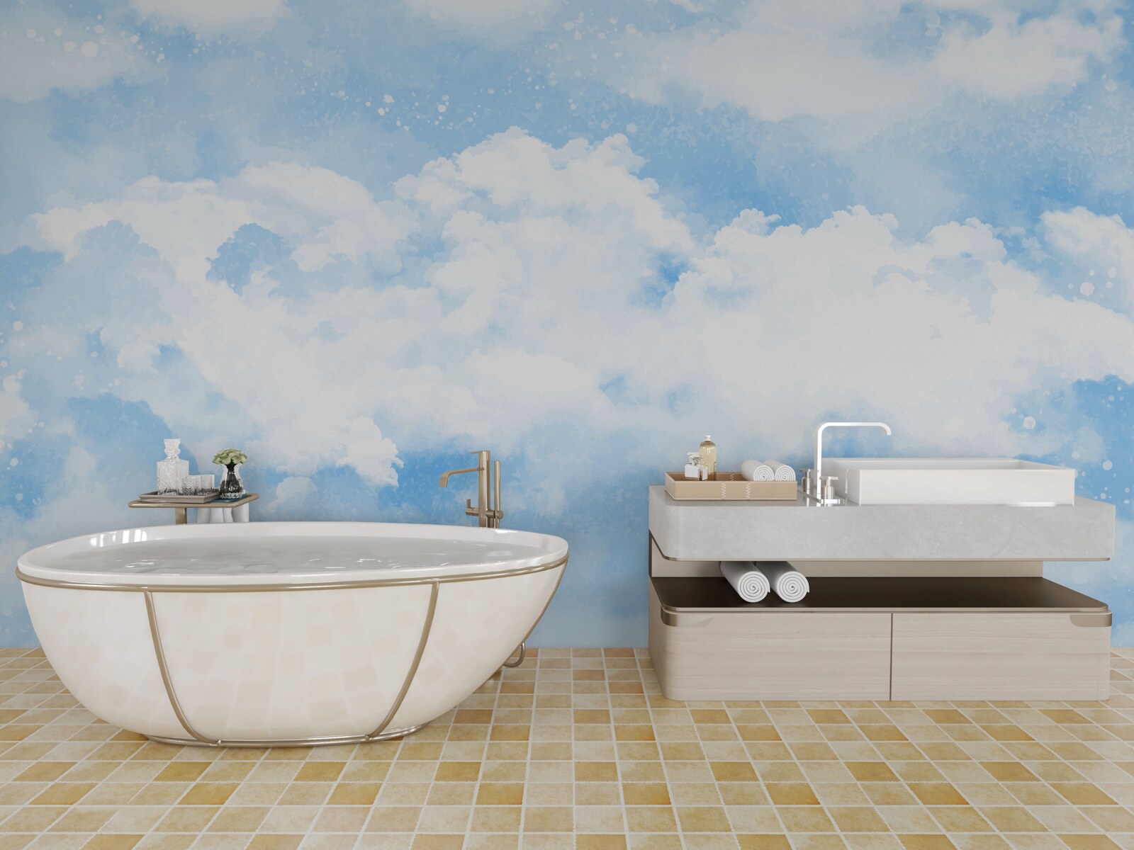 Papier peint "Le ciel bleu annonce la pluie".