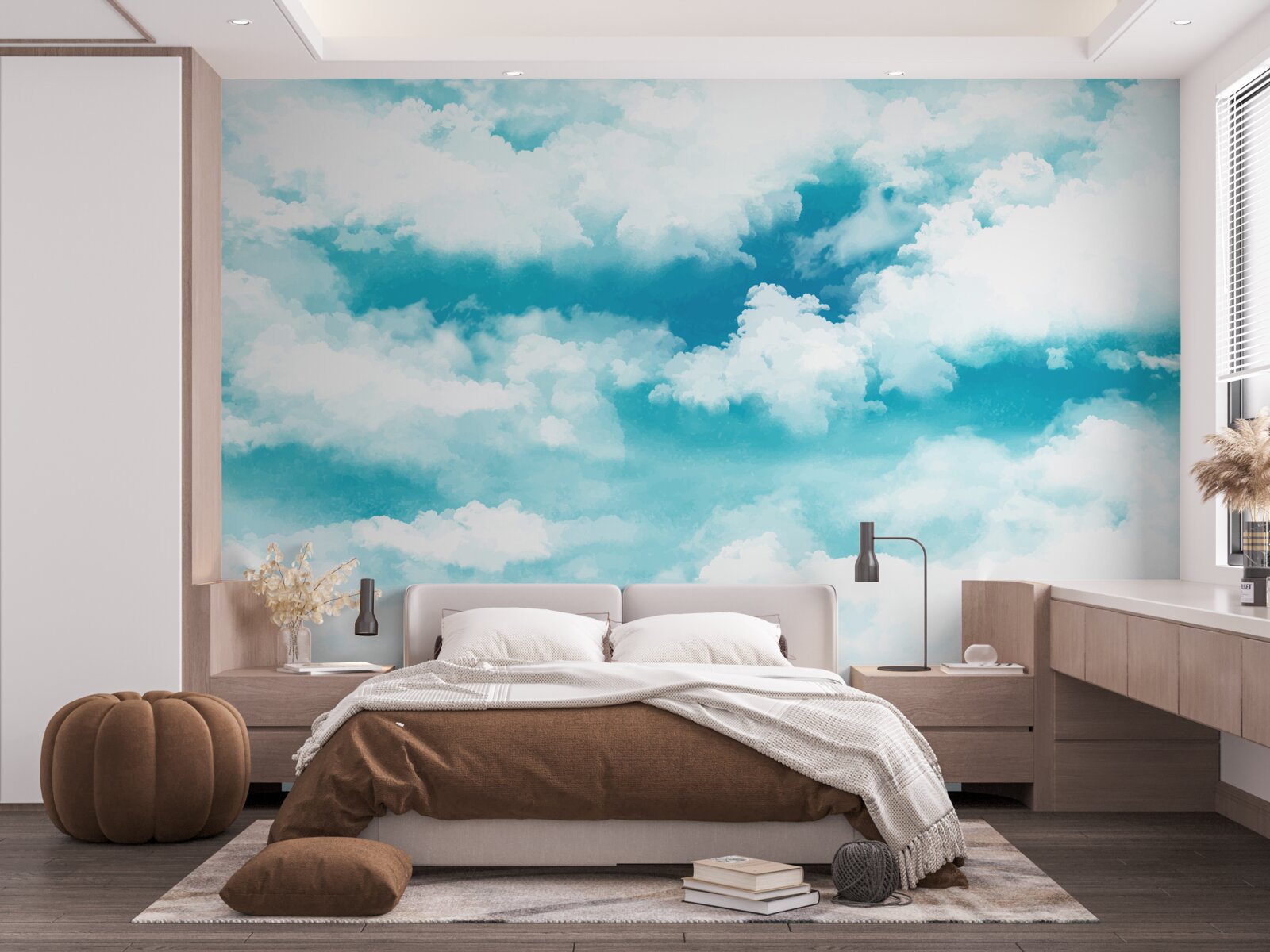 Papier peint le jour, le ciel est bleu et blanc