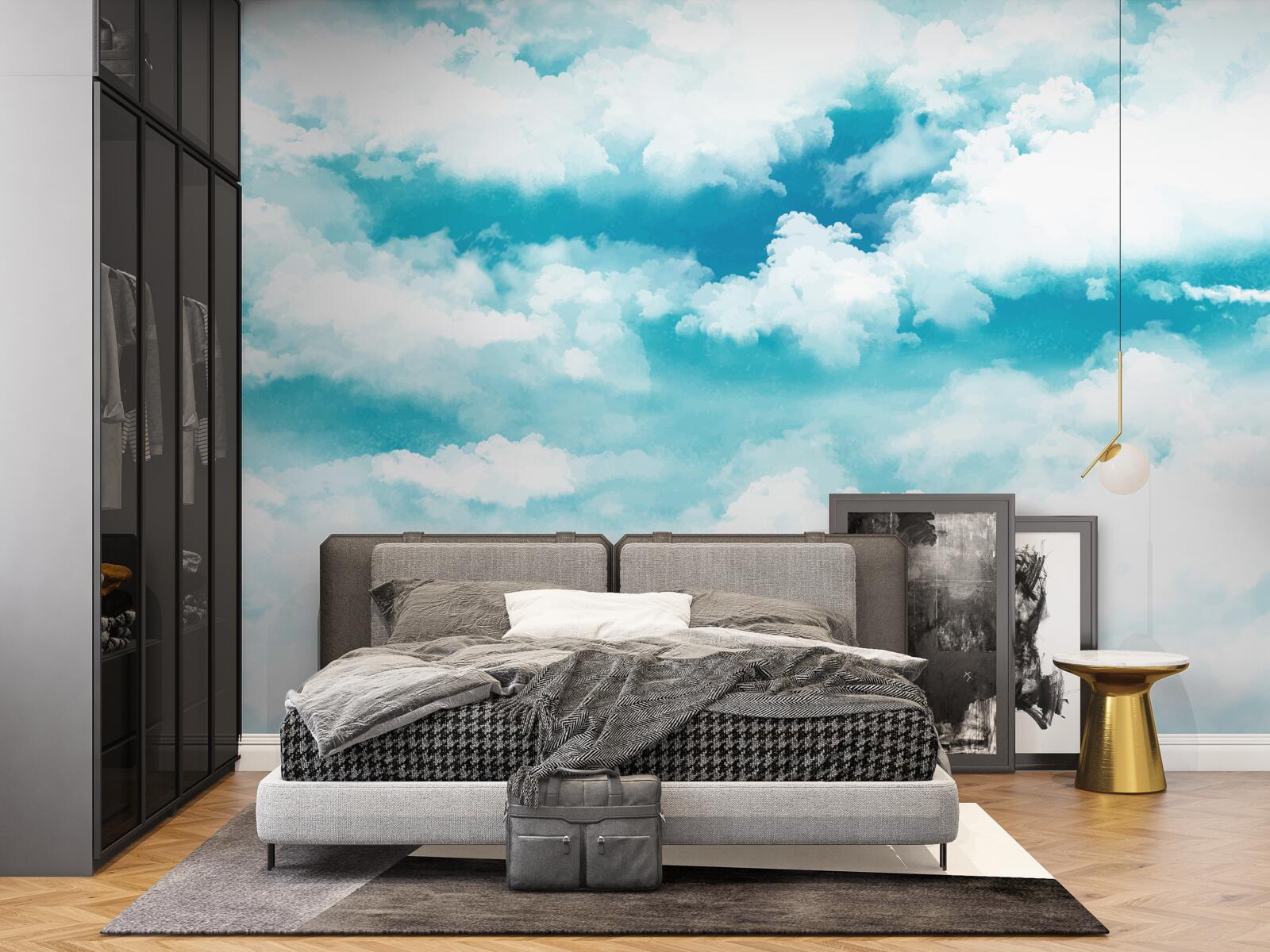 Papier peint le jour, le ciel est bleu et blanc