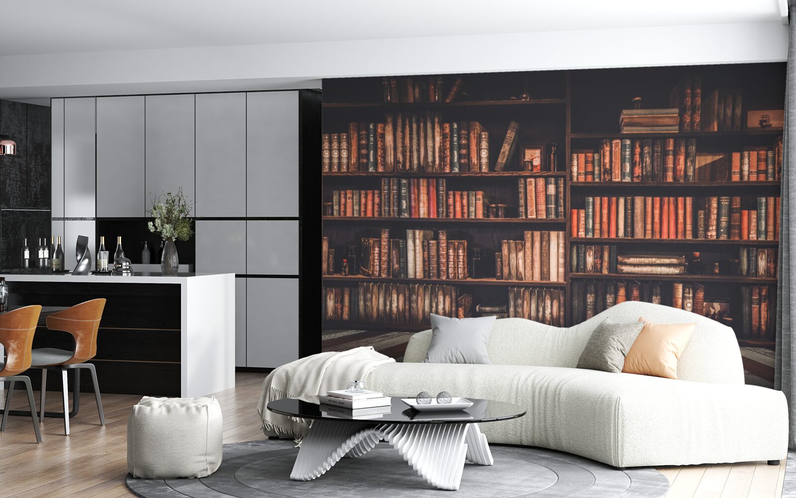 Papier peint des livres empilés sur les étagères