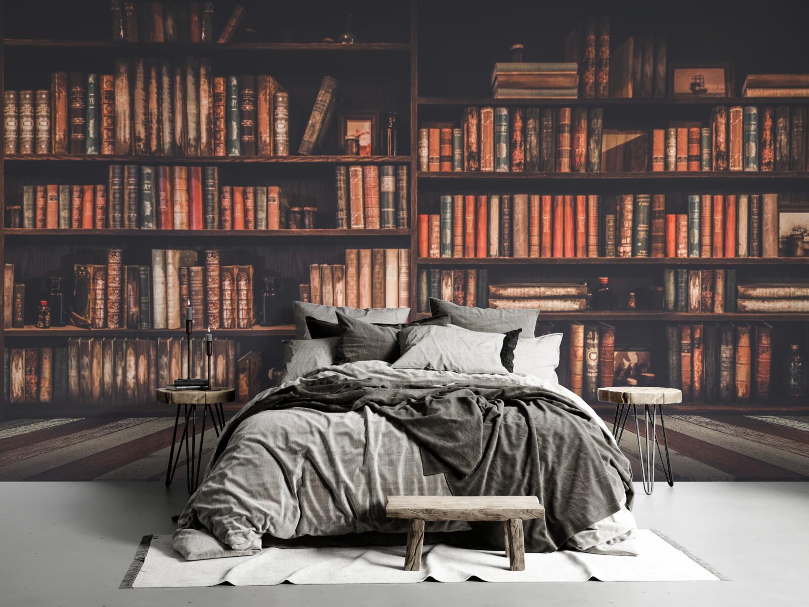 Papier peint des livres empilés sur les étagères