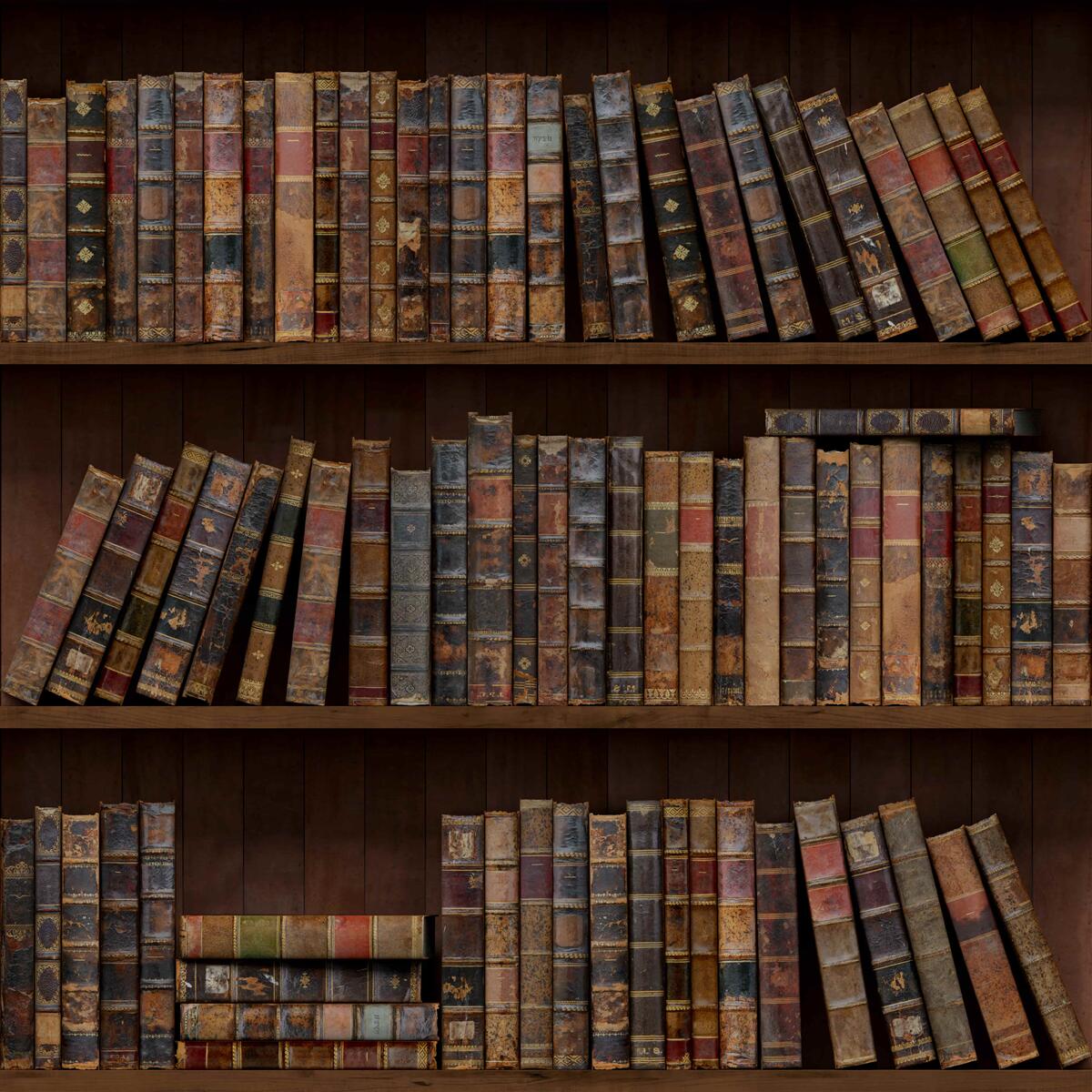 Papier peint volumes anciens sur meubles