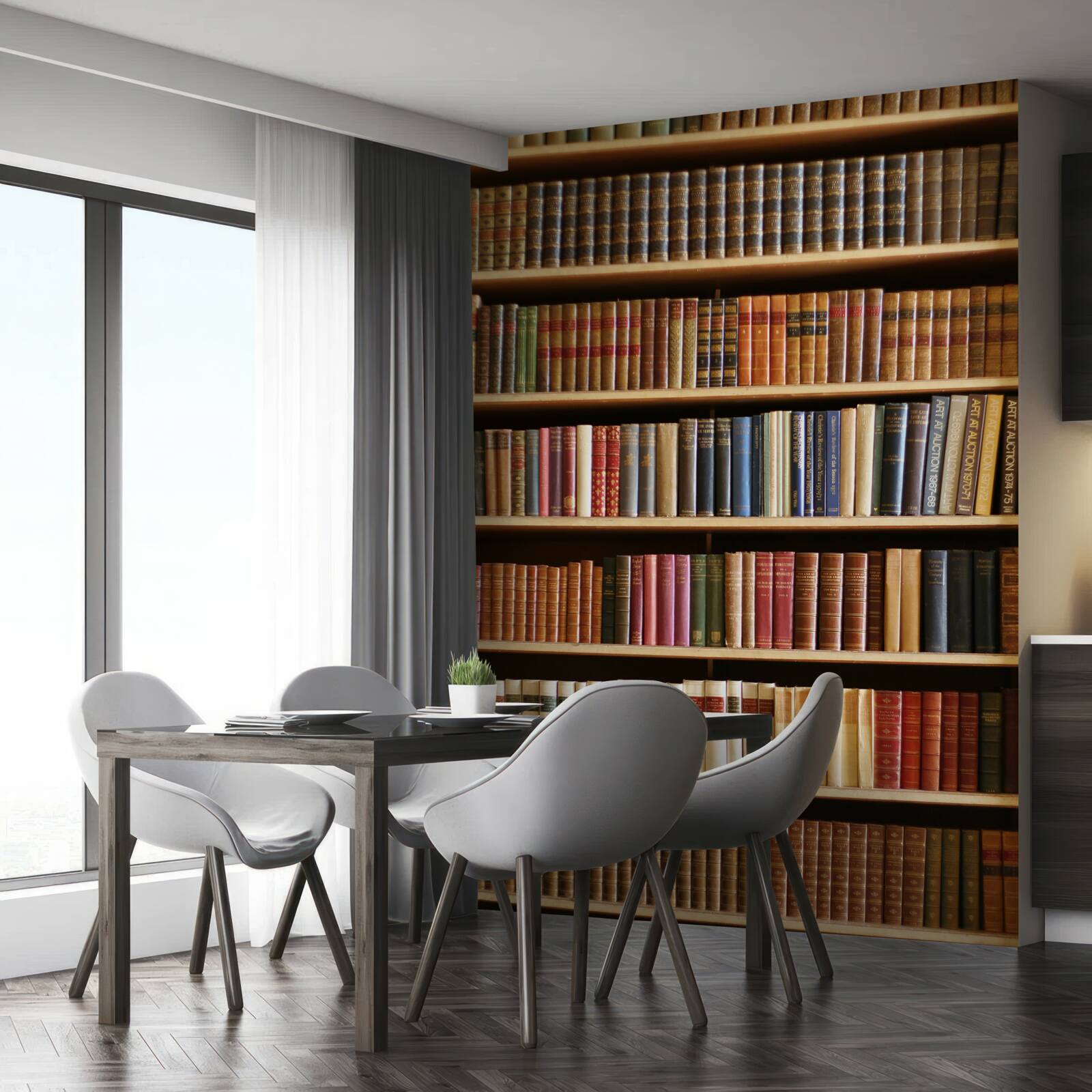 Papier peint il y a beaucoup de livres sur les étagères