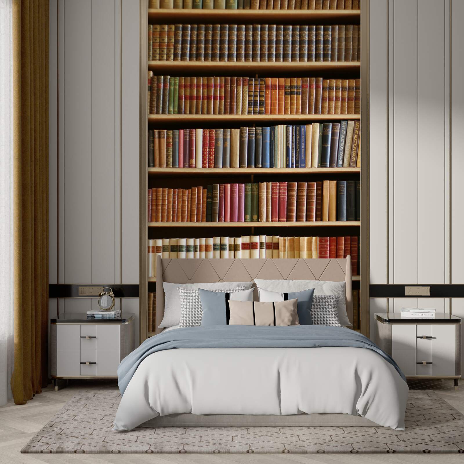 Papier peint il y a beaucoup de livres sur les étagères