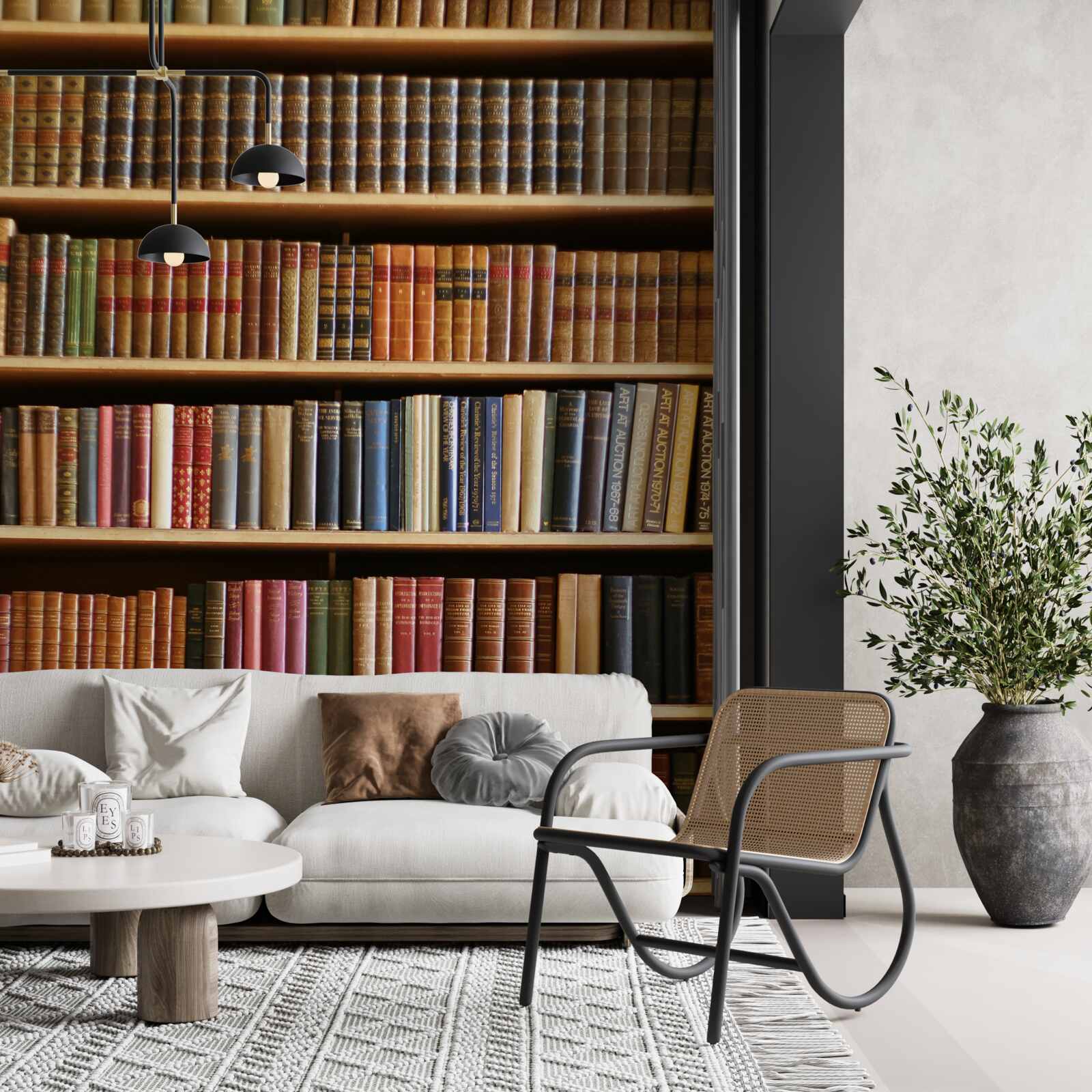 Papier peint il y a beaucoup de livres sur les étagères