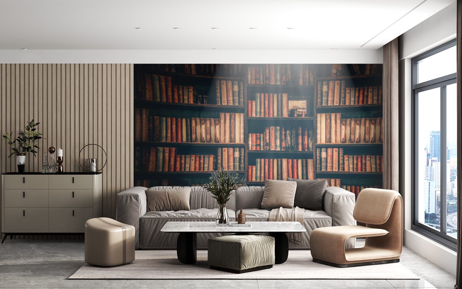 Papier peint un rayon de soleil dans les livres