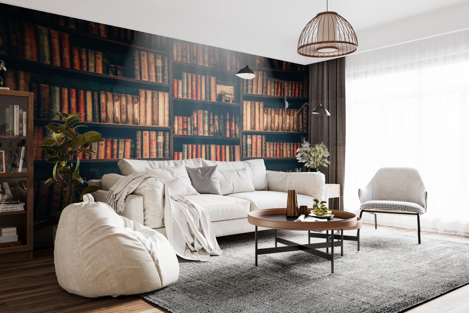 Papier peint un rayon de soleil dans les livres