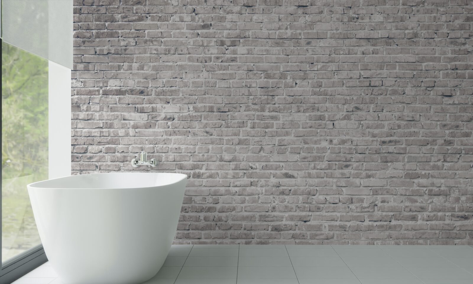 Papier peint mur en briques grises et blanches