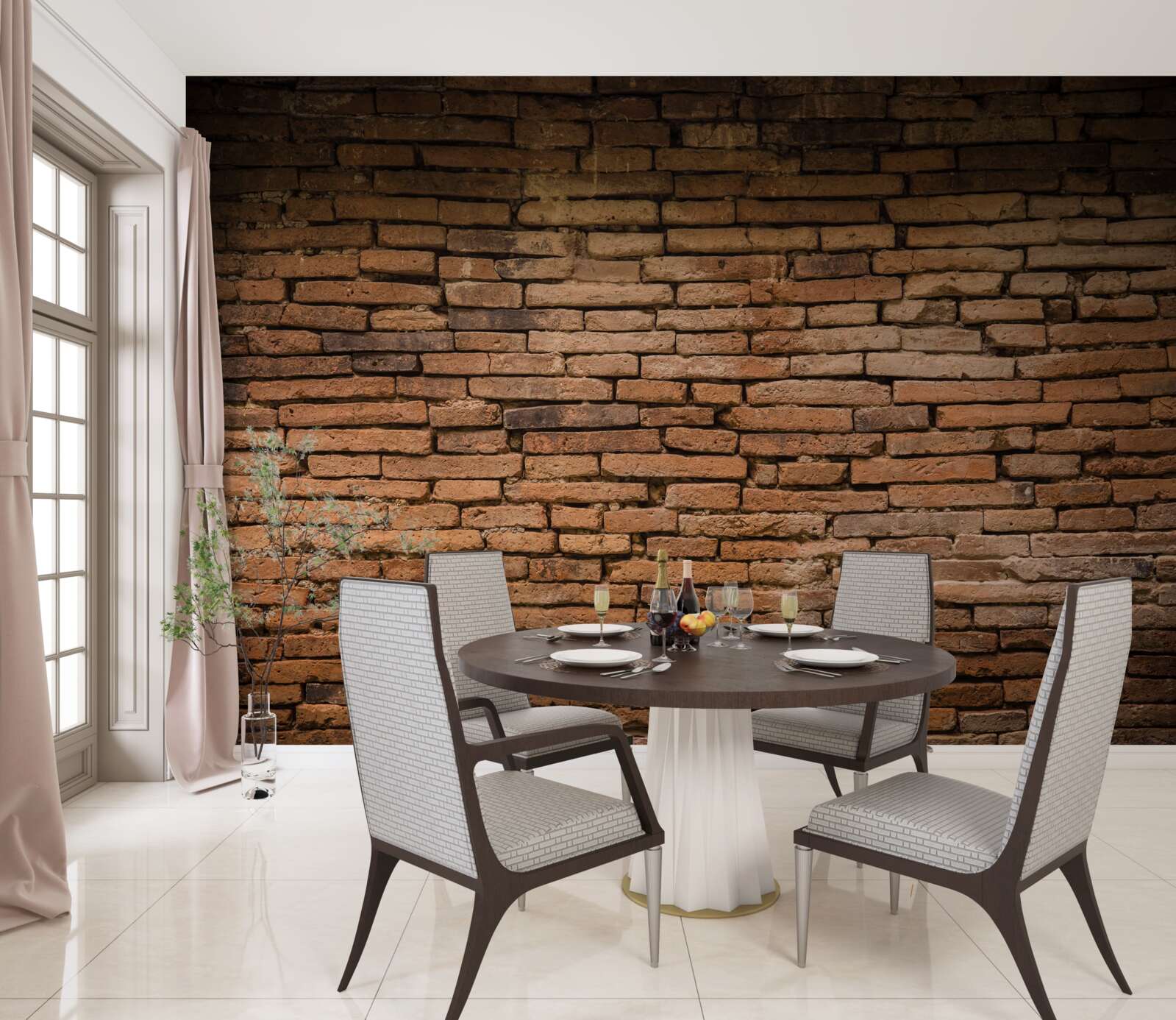 Papier peint Un mur de briques qui plie