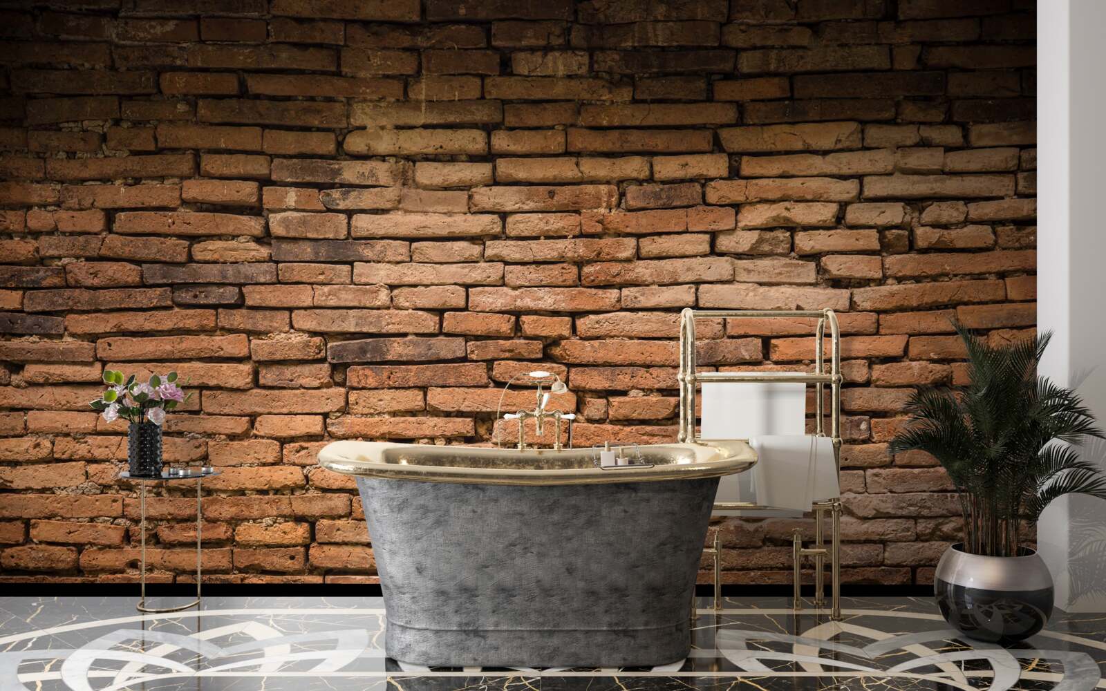 Papier peint Un mur de briques qui plie