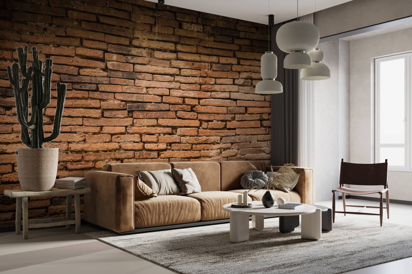 Papier peint Un mur de briques qui plie